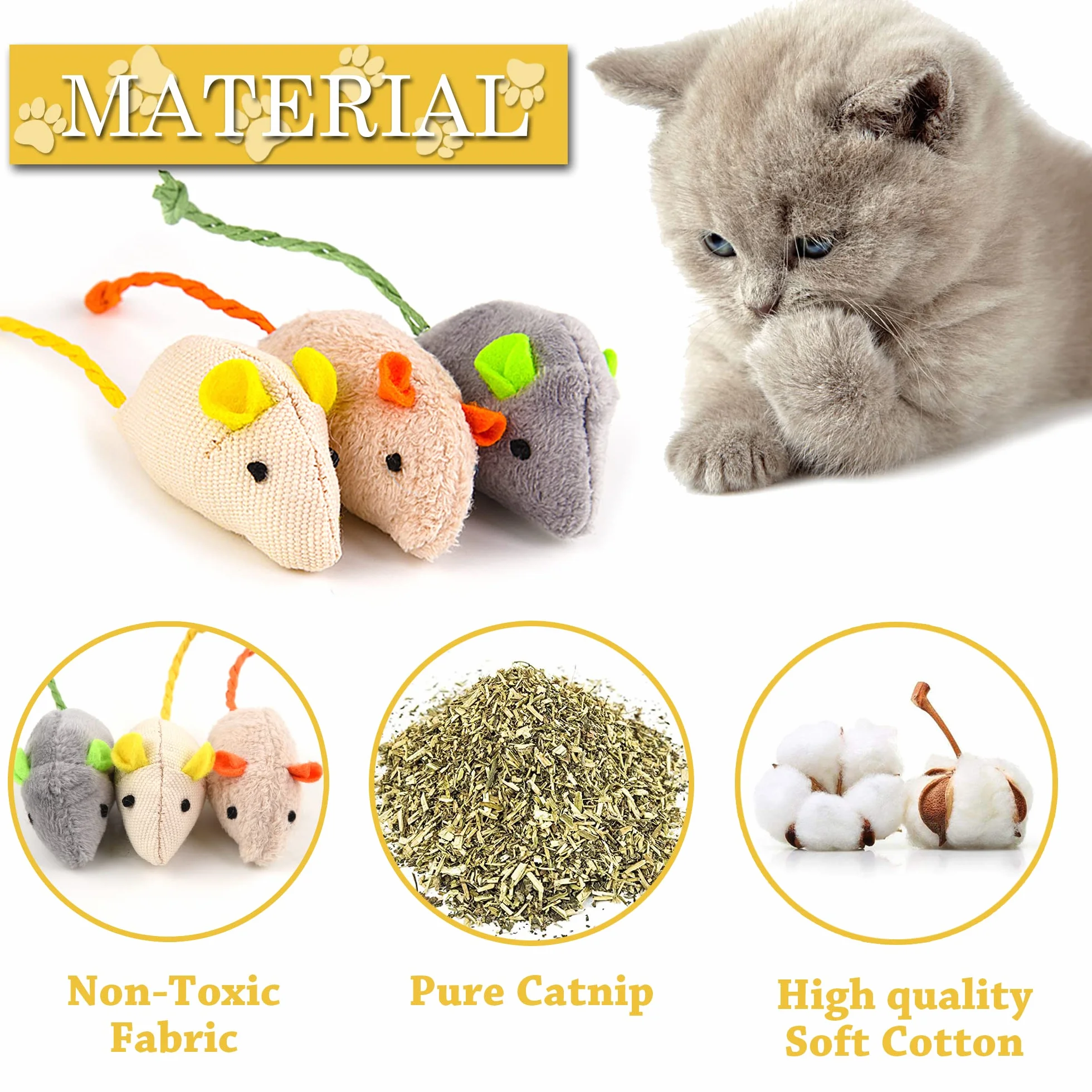 KTL 6 Paquetes de Juguetes para Gatos Interactivo Juguetes para Ratones Catnip para Gatos Peludo Ratón Gato Gatito Que juegan a Masticar Dientes Limpieza Realista Juguete de Felpa