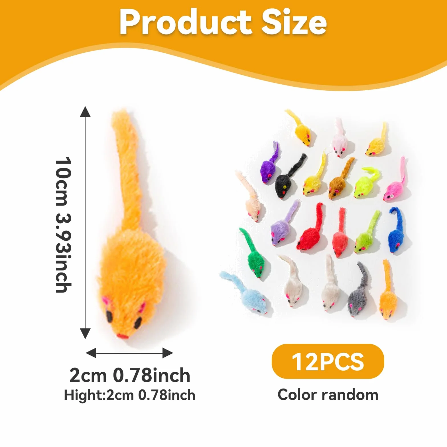 12 Piezas Ratones de Juguete,Color Aleatorio Peluche Ratones Juguetes, Ratón Gato para Gatitos, Interactivo de Hierba Gatera, para Gatito de Interior Jugando y Masticando