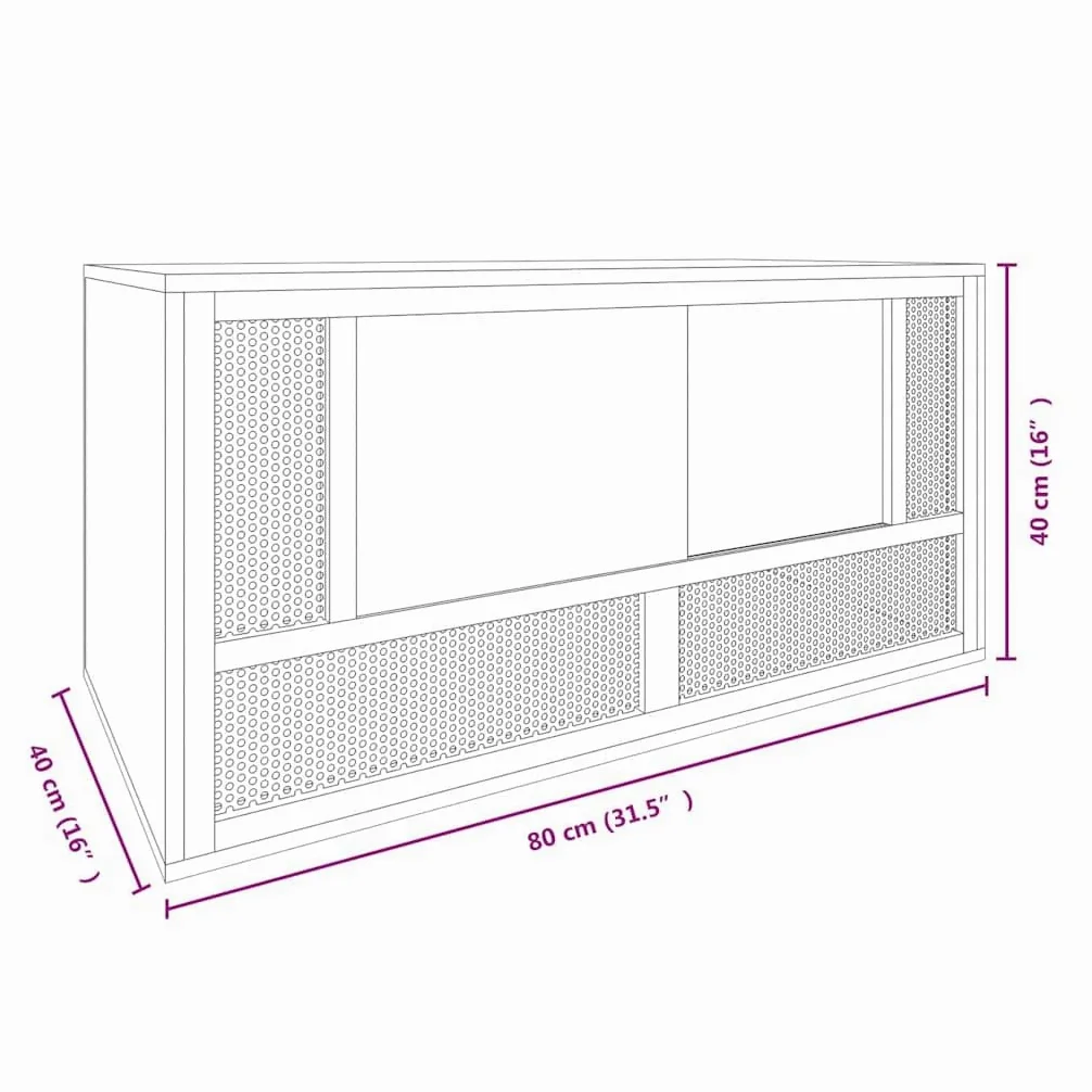 Terrario de madera de 80 x 40 x 40 cm con frontal de cristal y rejilla de acero para roedores, animales pequeños y reptiles, adecuado para interior y exterior, duradero