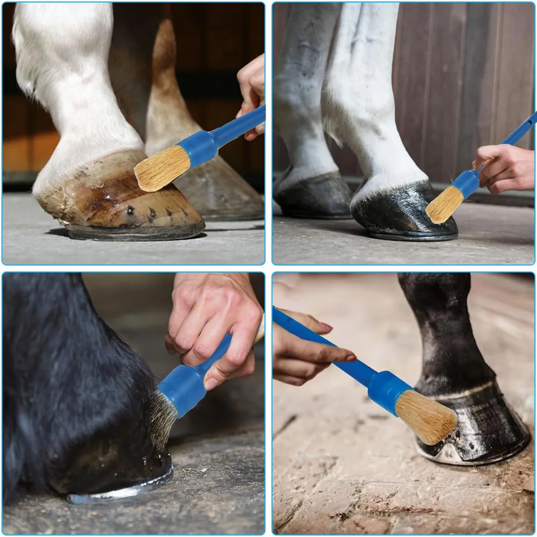 2pcs Cepillo para pezuñas de caballo con tapa hecha de pelo de cerdo cepillo para el cuidado de las pezuñas