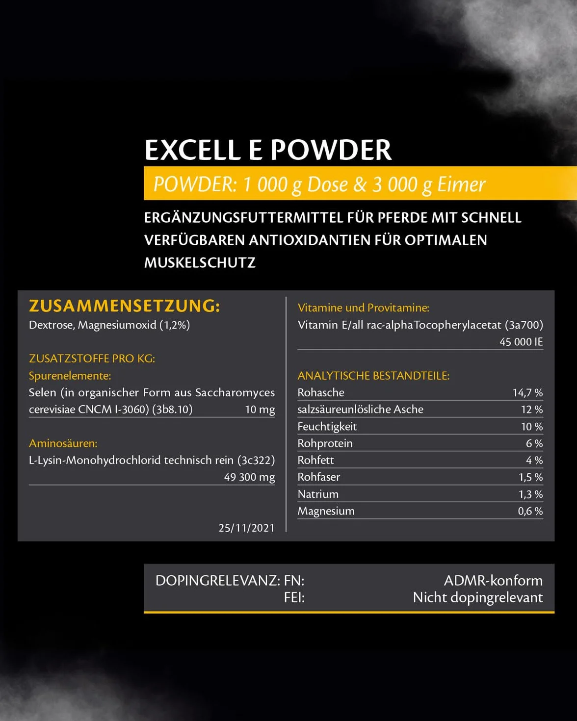 Equistro Excell E, polvo