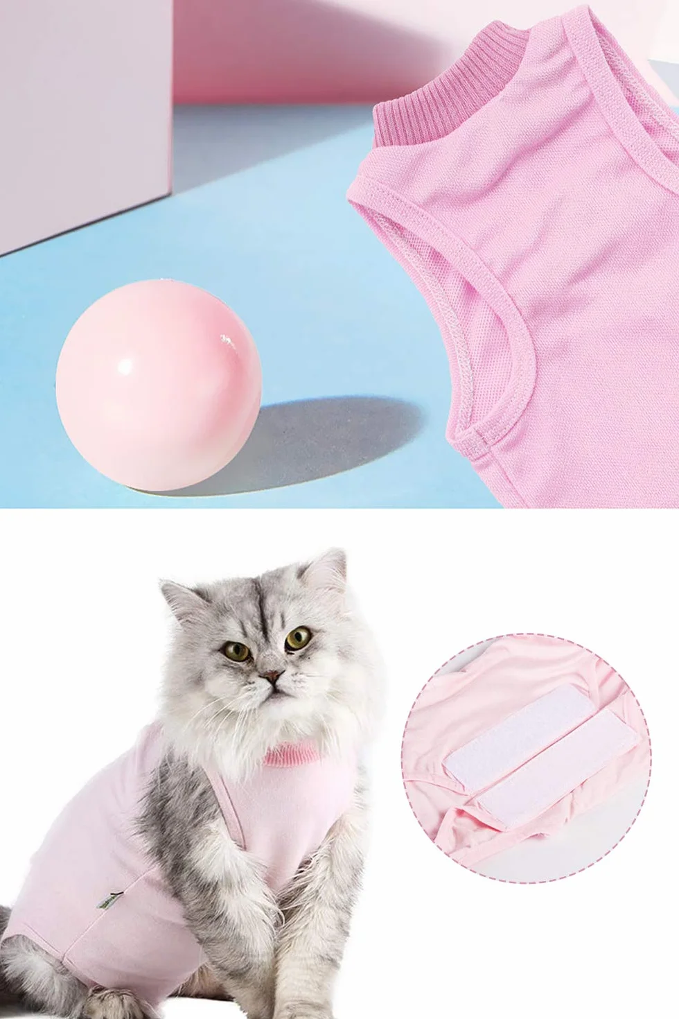 Traje de recuperación Profesional para Gatos, Gata Camiseta de recuperación, heridas Abdominales Profesional para heridas, de recuperación quirúrgica Ropa Chaleco de pequeños Gatos (M, Rosado)