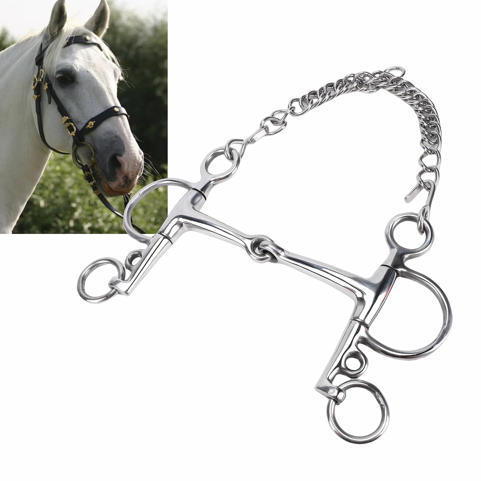 Tnfeeon Pelham Pray Horse, Freno Pelham Pesado para Caballo Cómodo y Práctico, Acero Inoxidable Apto para Caballos