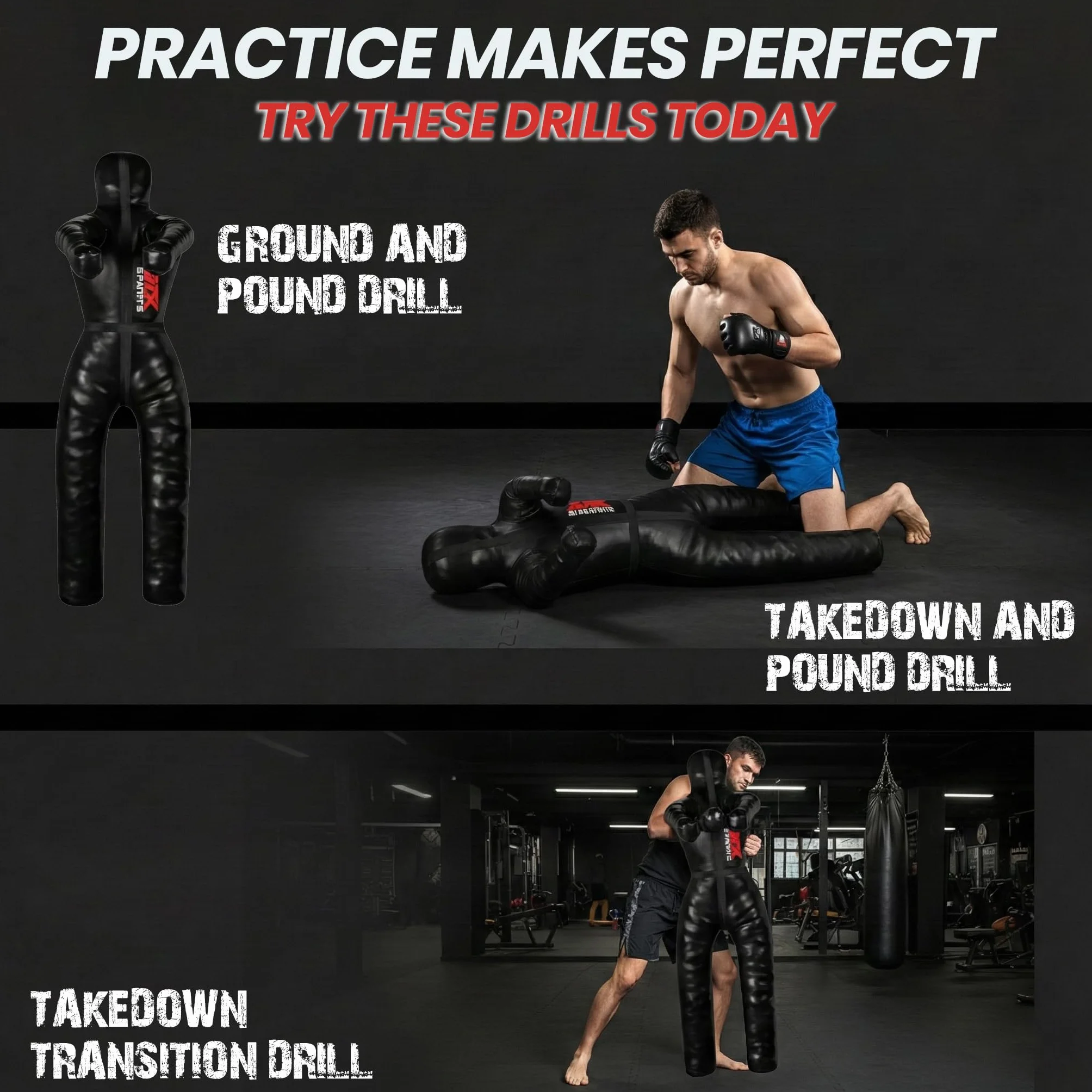 RTX MMA Judo Grappling Dummy Boxing Bag Brazilian BJJ Jiu Jitsu Wrestling Martial Arts Training Dummy Rexine Unfilled