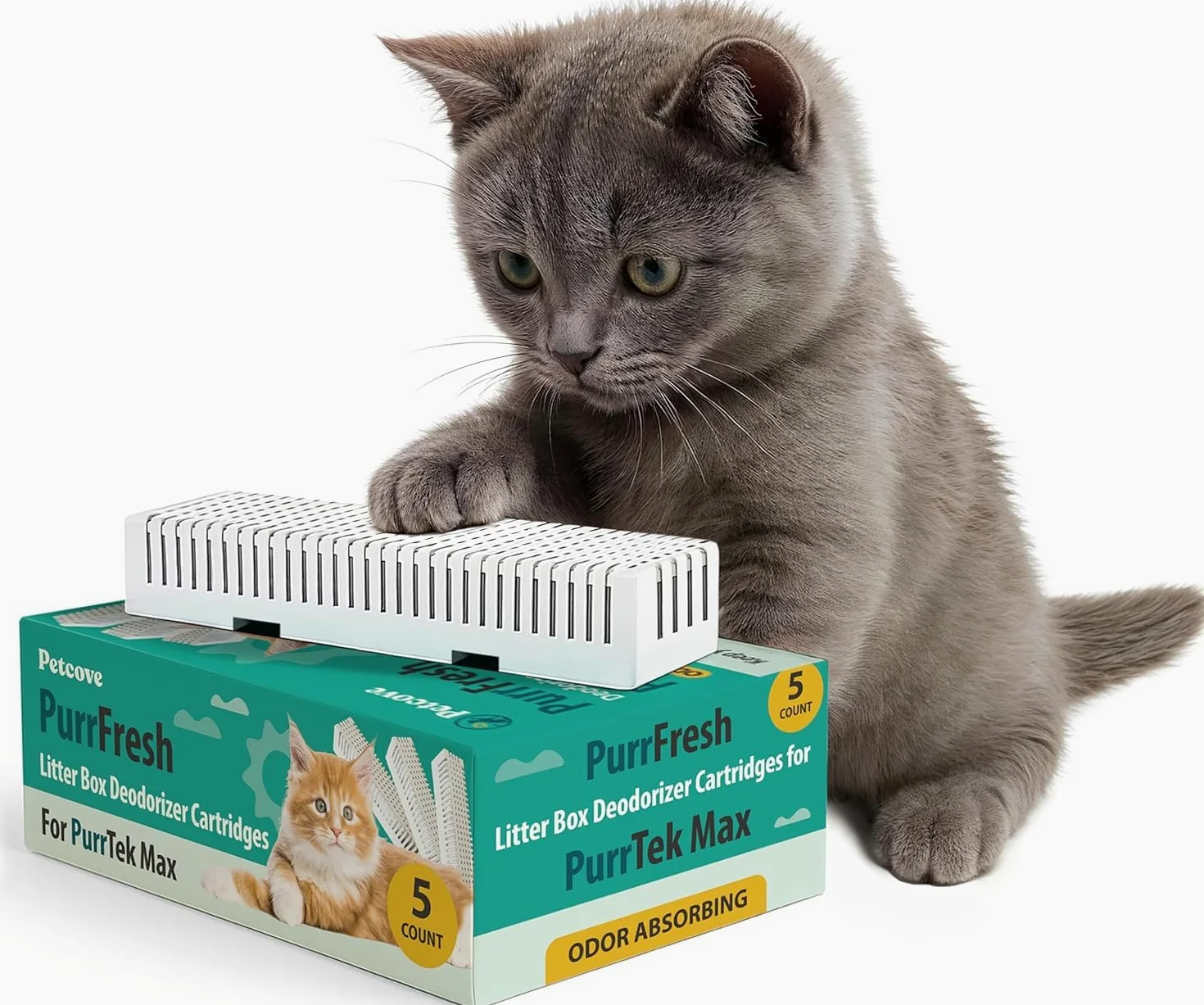 PurrFresh - Desodorizantes de carbón para cajas de arena autolimpiables automáticas, repuestos de control de olores de carbón activado sin perfume, ajuste preciso, fácil instalación para Purrtek Max