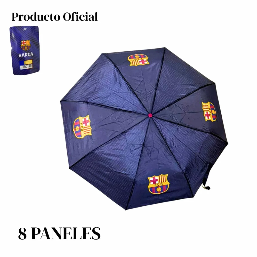 Paraguas FC Barcelona Niño Plegable 96cm Poliéster 8 Paneles