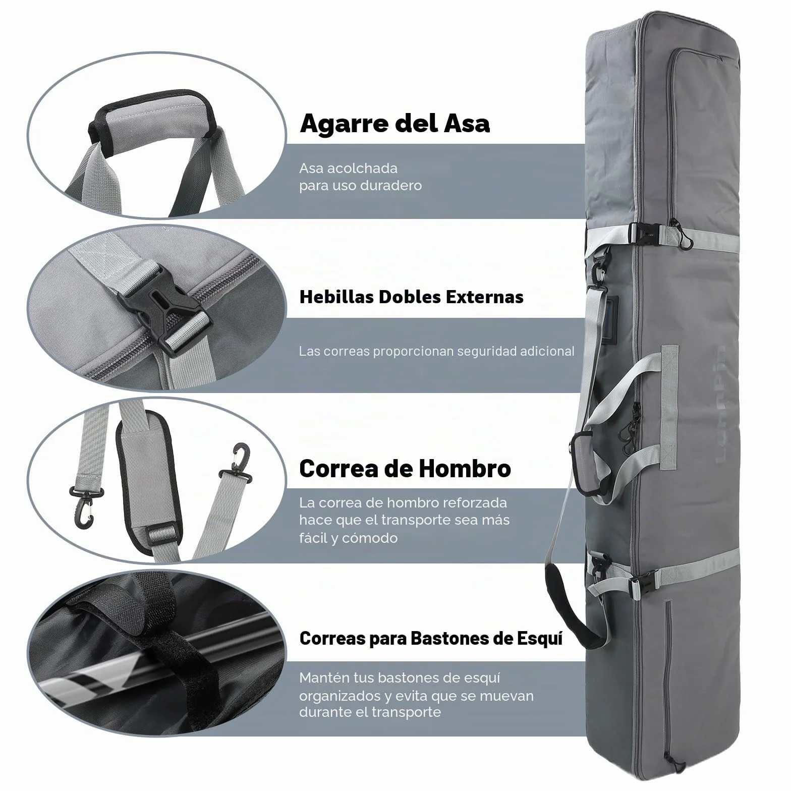 Bolsas de Snowboard Acolchada Premium Funda para Tabla de Viaje Larga