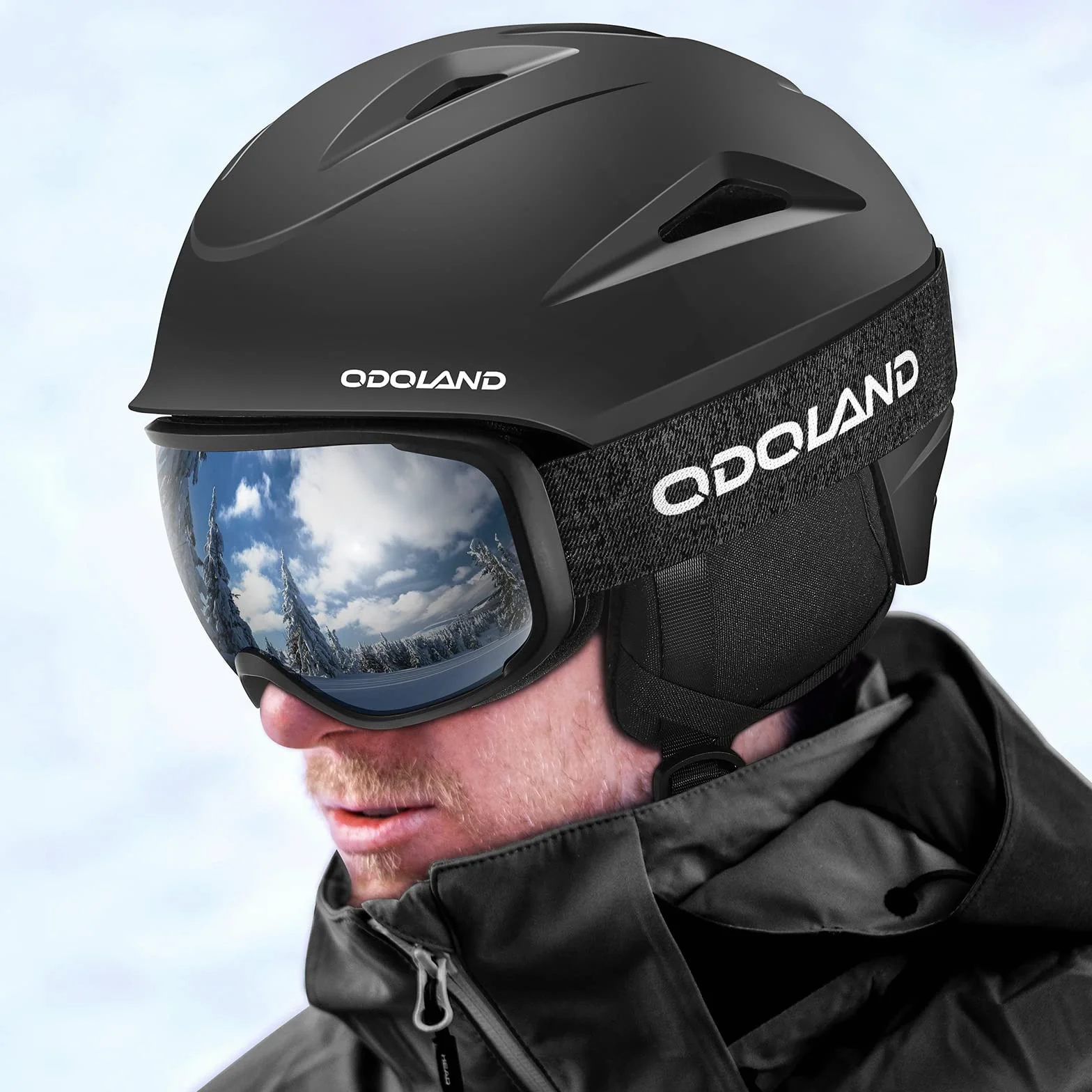 Odoland Casco de Esquí con Gafas, Casco de Nieve Ajustable Ligero para Snowboard y Esquiar Adultos