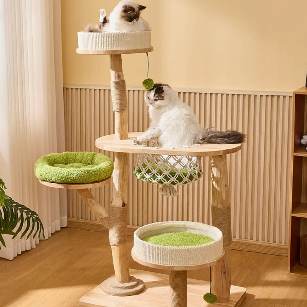 Torre para Gatos Árbol for Gatos de Gran tamaño con Marco Escalada Integrado, Cama Colgante, casa for, Juguete for Rascador(Medio)