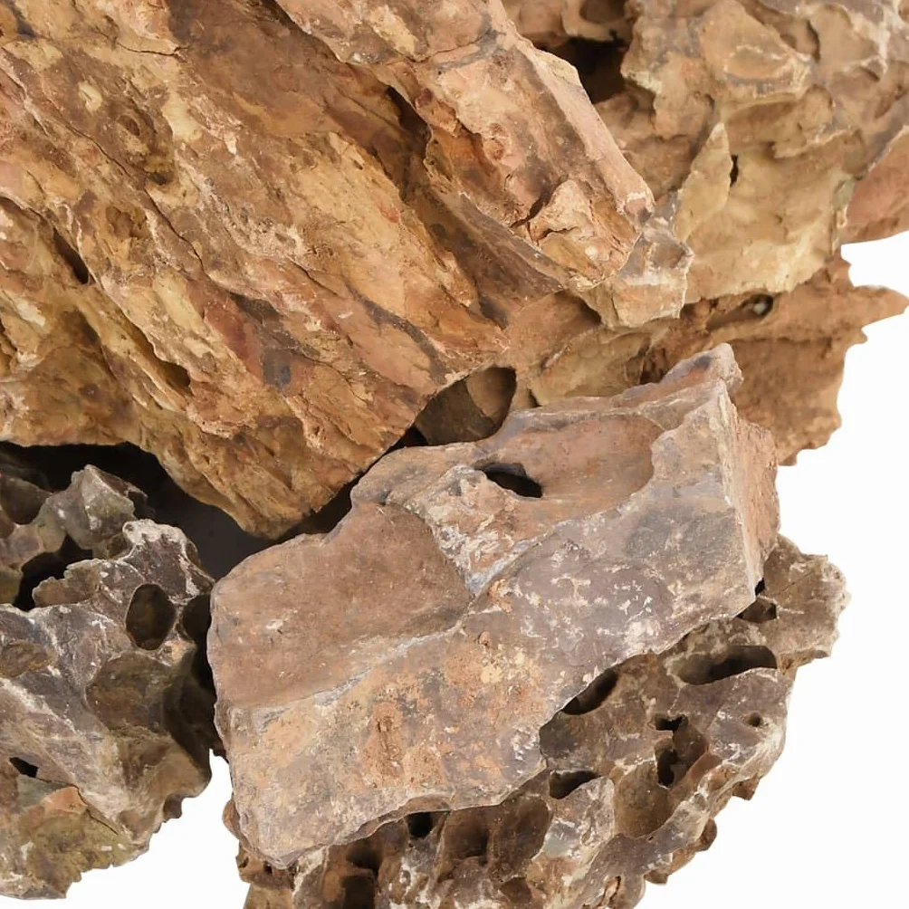 Piedras de dragón para acuario, color marrón, 10 kg, 5-30 cm, piedras naturales con escondite, cuevas para plantas y peces, decoración de terrario de agua dulce, llamativa