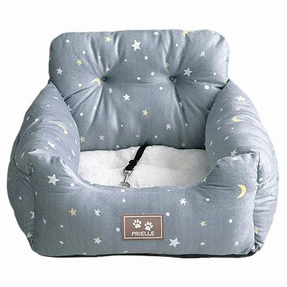 NC Cama Universal para Mascotas, Asiento, Perrera Suave con Cojín Antideslizante, con Correa de Seguridad Asiento de Coche para Perros para Gato, Gris