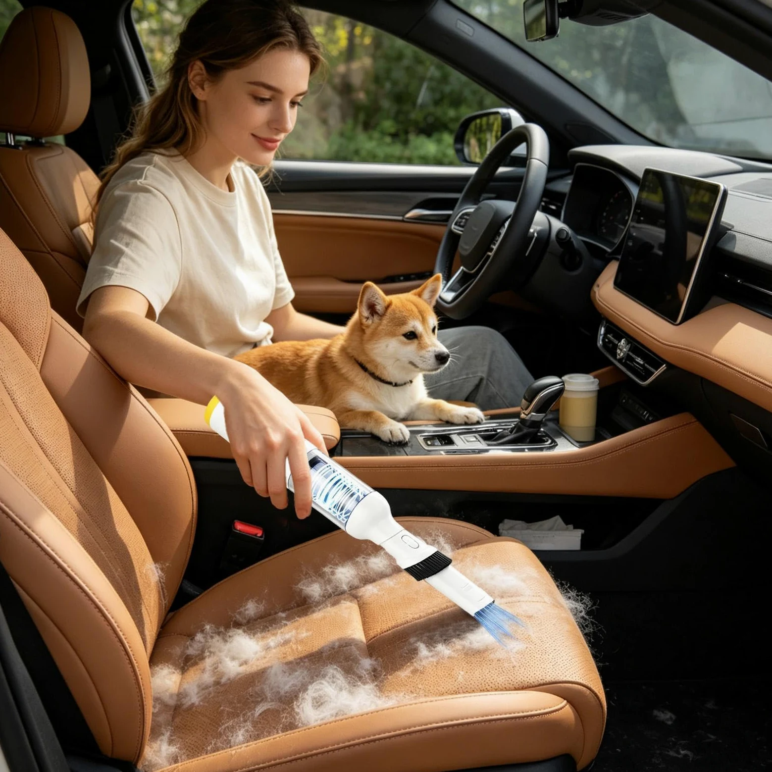 Cepillo Aspirador de Perros Multifuncional Práctico Limpiador Quitapelos | Kit Aspiradora de Arreglo para Mascotas para Pelo Cepillado Coche Hogar Oficina Dormitorio Sala