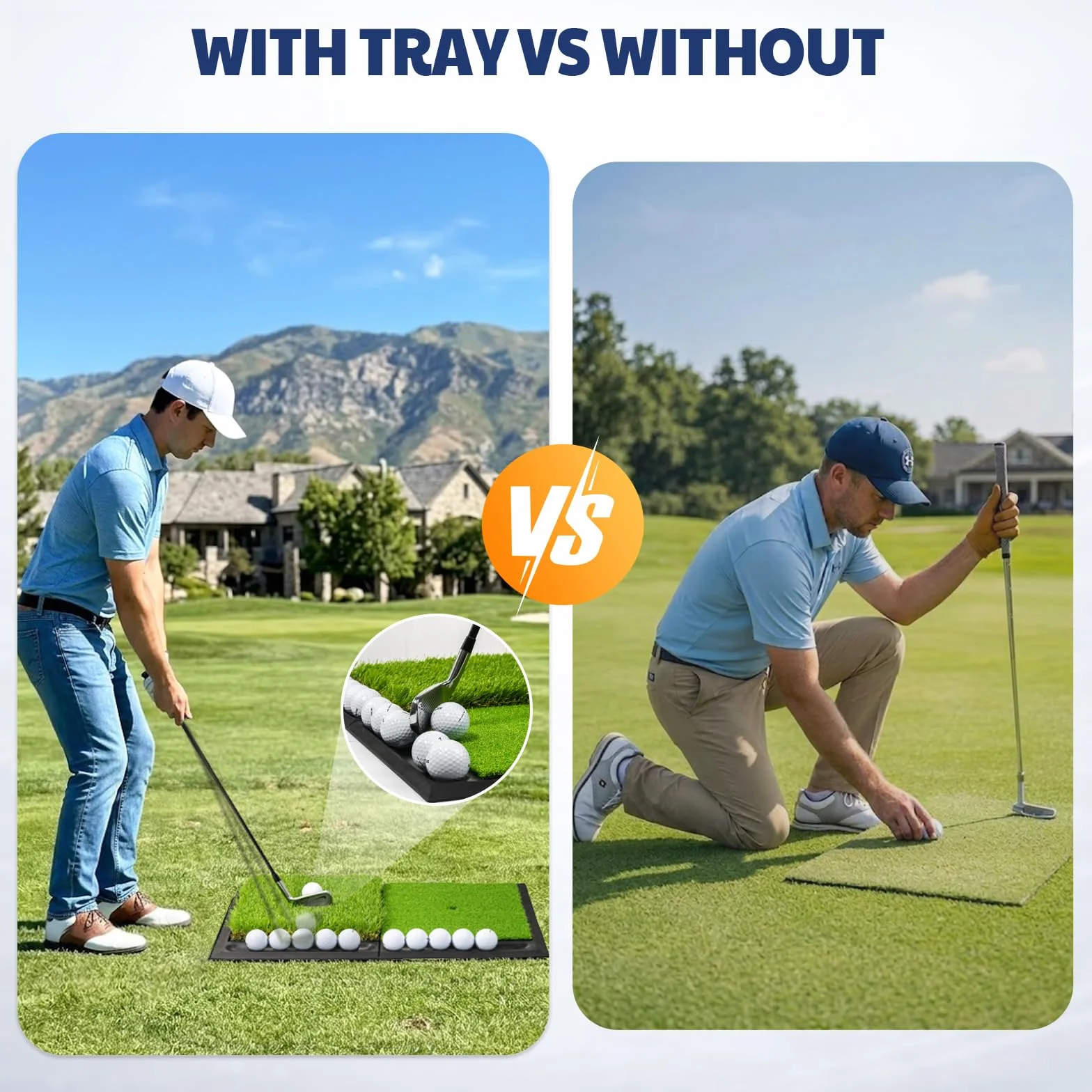 JAYA Tapete de Golf con Bandeja de Pelota - Base de Goma Pesada, Camisetas y Soporte Incluidos - Portátil para Práctica