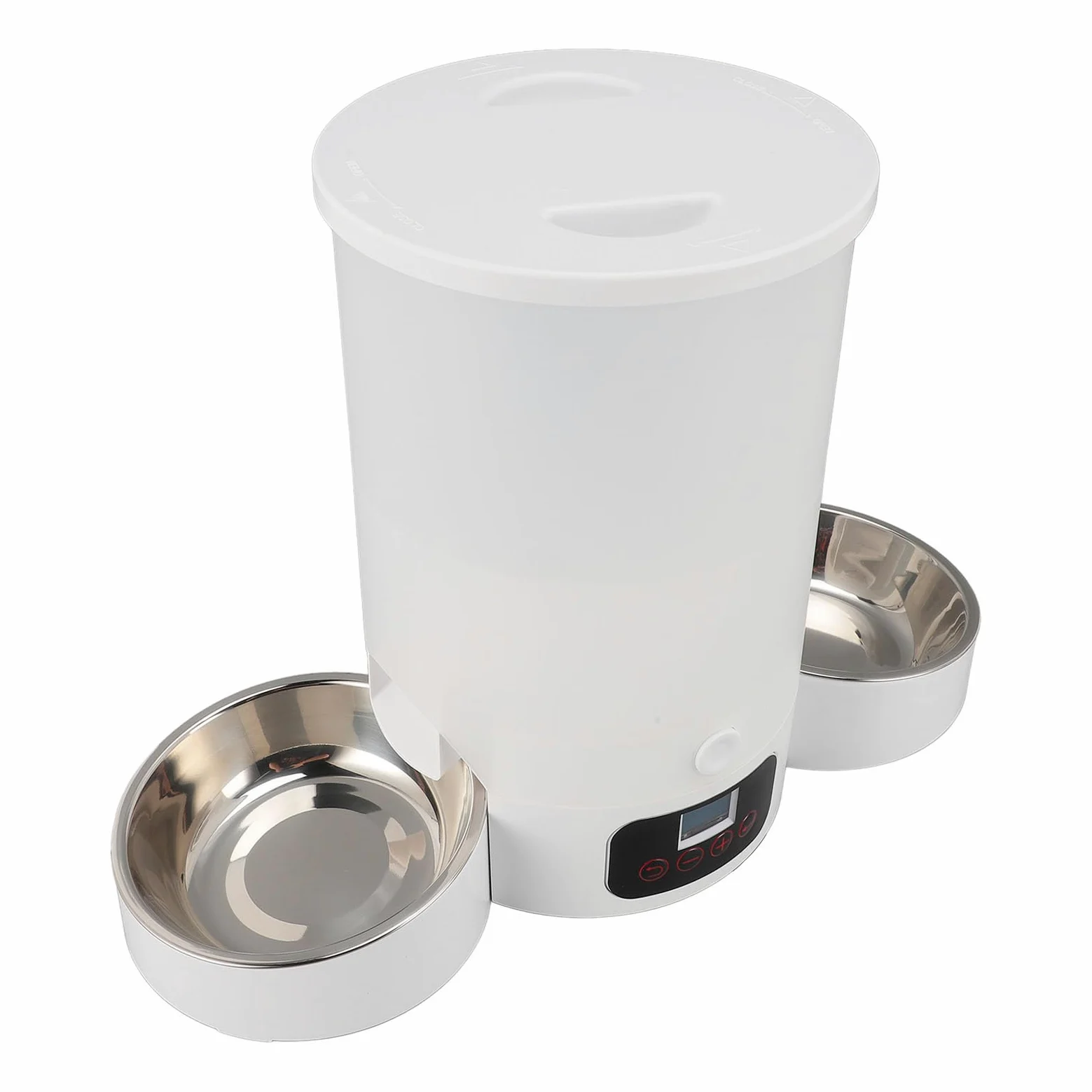 Comedero Automático para Gatos con Cuenco Doble de Acero Inoxidable, Capacidad de 3 litros, Ideal para Perros y Gatos, Fácil de Limpiar y Alimentación Programada Inteligente (Blanco)