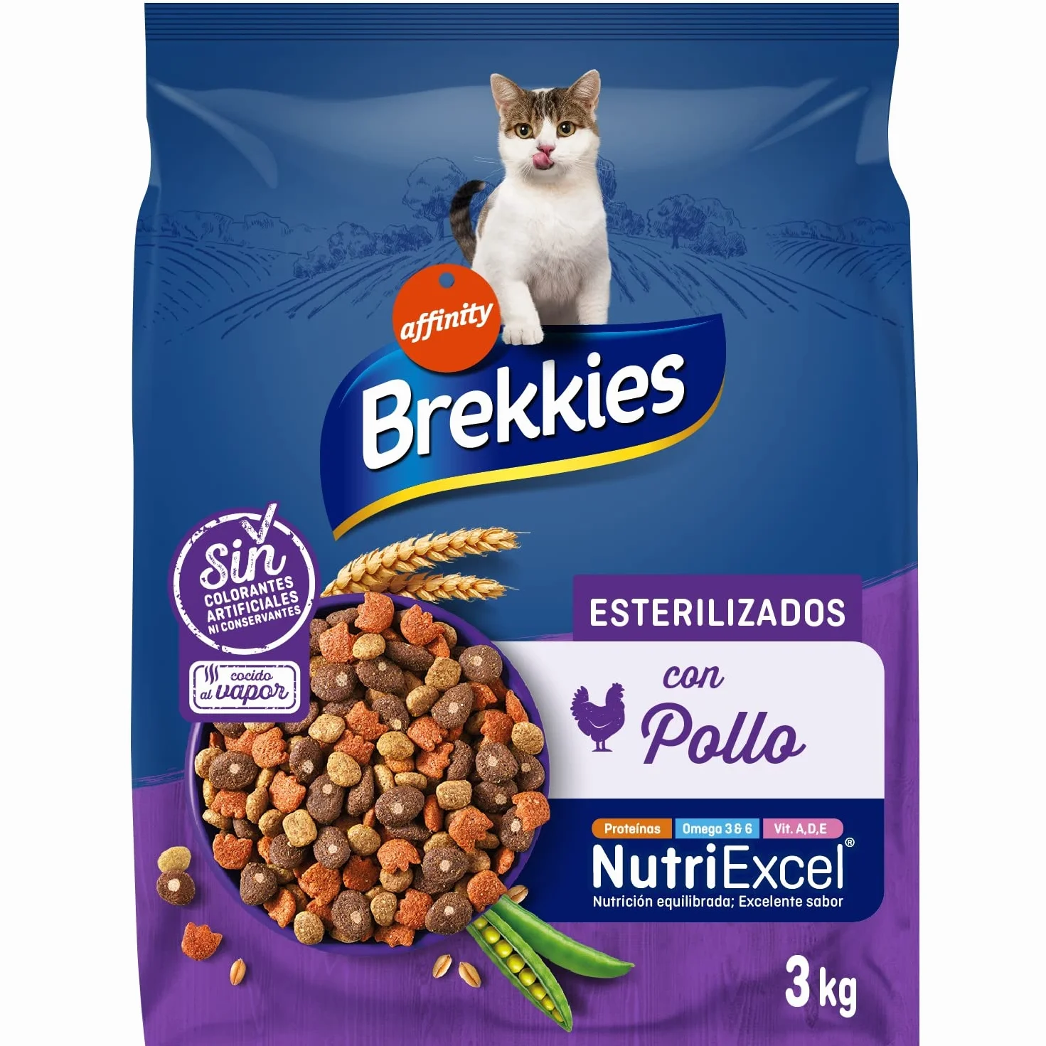 Brekkies Pienso para Gatos Gatos Esterilizados con Pollo y Verduras - 3000 gr