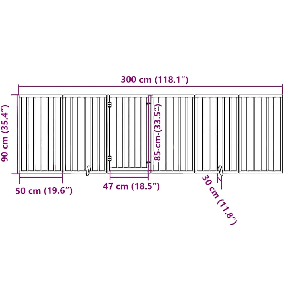 vidaXL Puerta para Perros con Puerta Plegable de 6 Paneles, 300 cm,