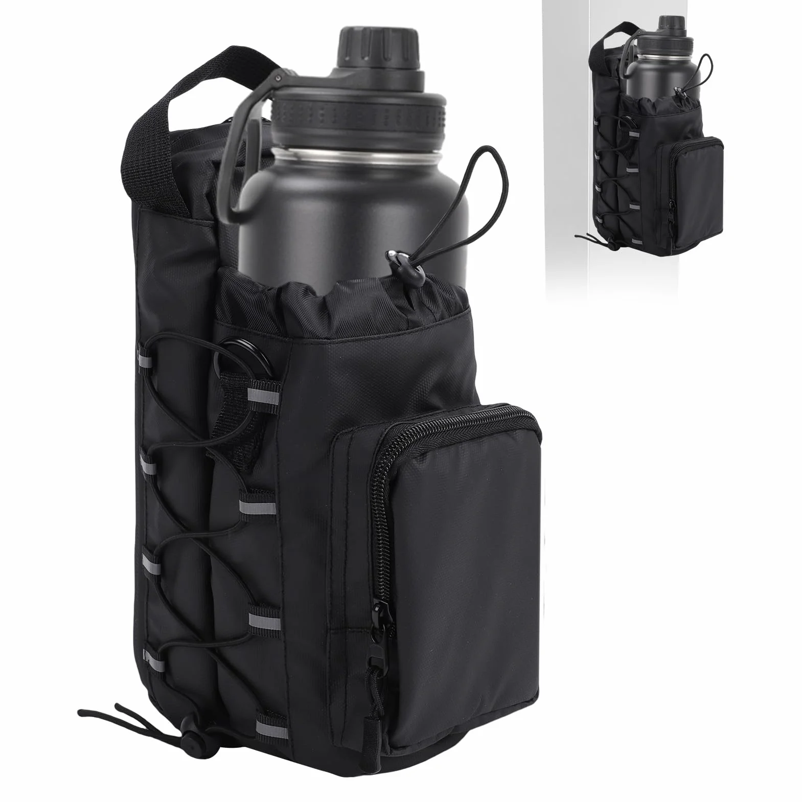 Bolsa magnética impermeable pequeña para gimnasio, viajes, deporte (correa negra)