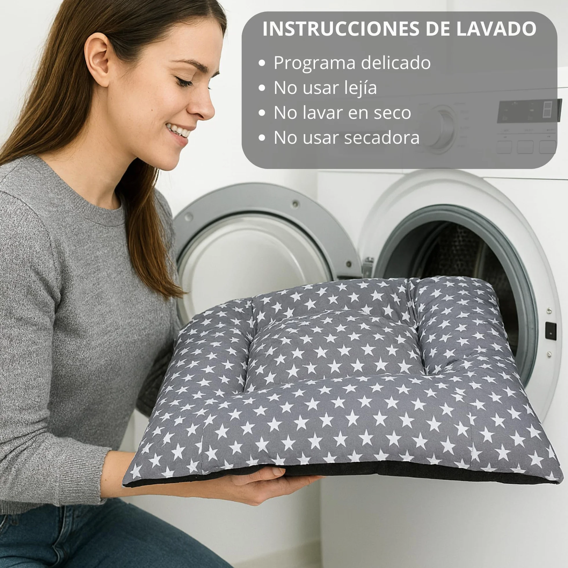Cama Cachorro Perro Pequeño Espuma Acolchada Colchoneta Tacto Suave Tejido Transpirable Base Antideslizante Funda de algodón loneta Ligera cómoda Lavable Fácil de Transportar 45X65X5 Estrellas +Cotes