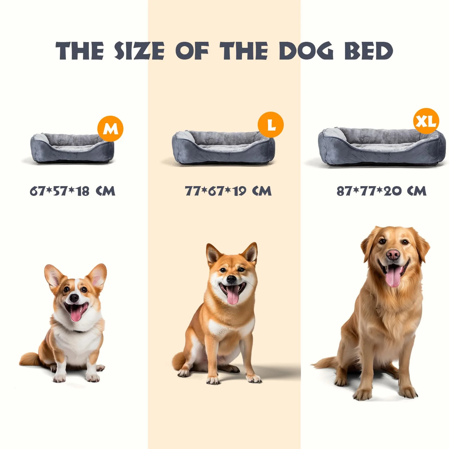Nobleza Cama Perro Lavable, Cama para Perros Medianos Antideslizantes con Relleno de Fibras Super Suave, 67x57cm