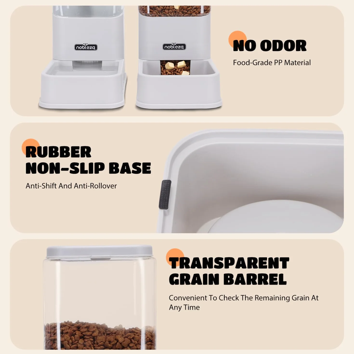 Nobleza Comedero Automático y Bebedero Gatos Perros， Dispensador Comida Gatos y Perros 3.8 L， para Perros y Gatos pequeños y medianos， Pack 2 Unidades