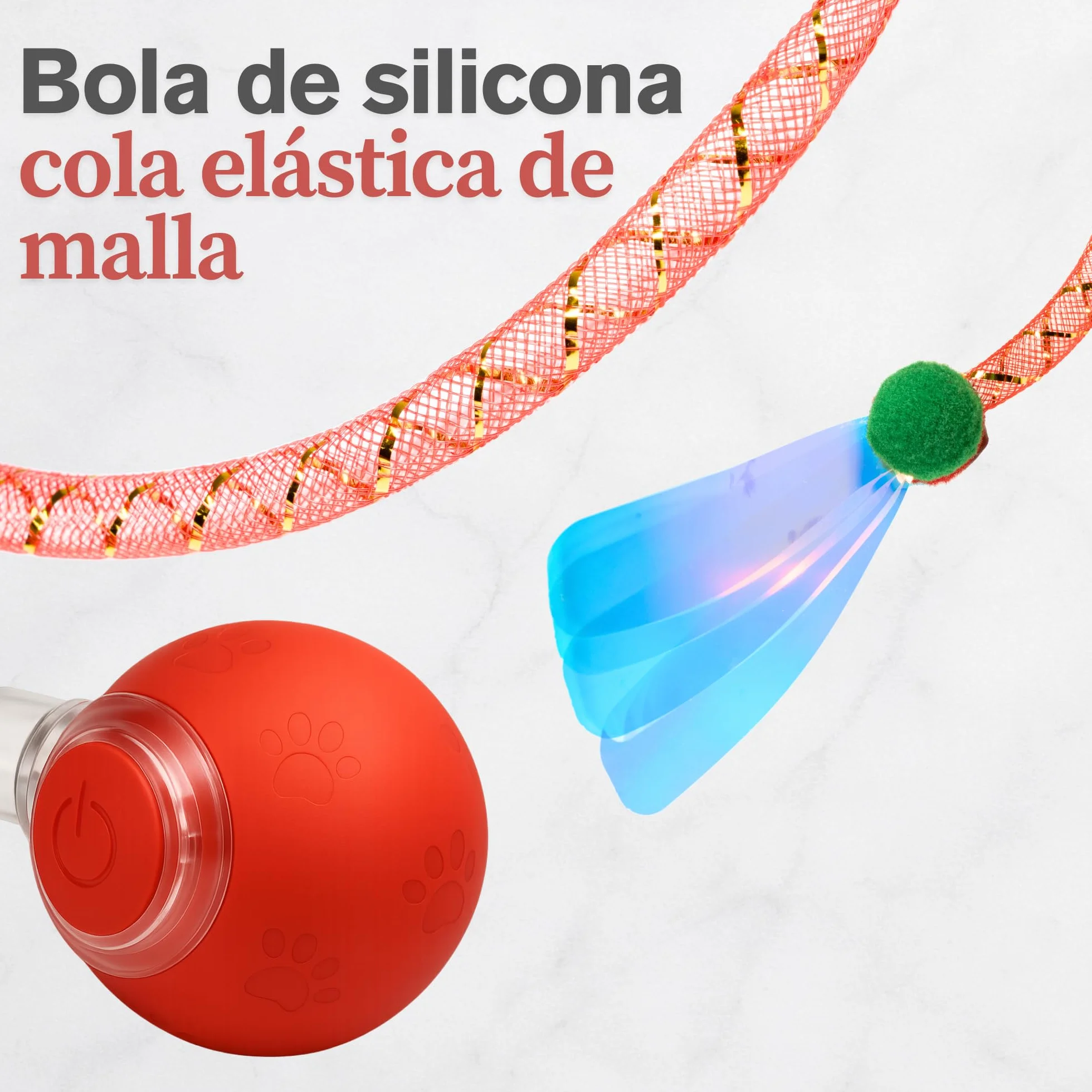 Juguete Interactivo Gato + 2 Colas de Recambio + Cable USB-C | Juguetes para Gatos Interactivo | Juguetes Gatos