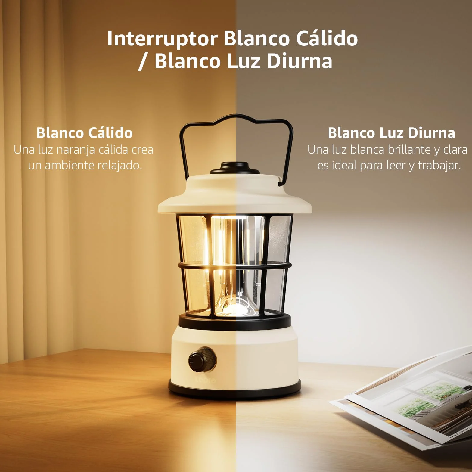 Lepro Linterna LED Retro Recargable, IPX4, 4 Niveles de Luz, para Cámping y Emergencia