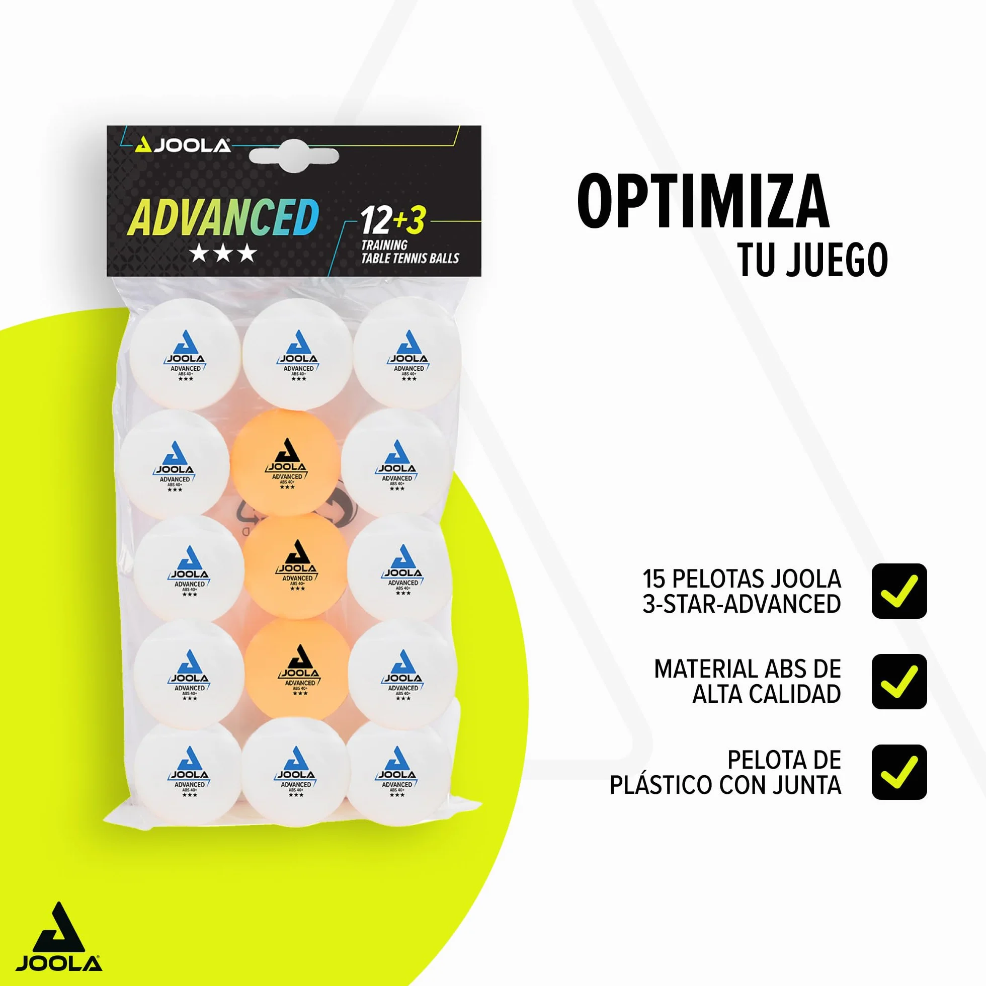 JOOLA Pelotas de Tenis de Mesa 3 Estrellas 40 mm Entrenamiento Avanzado