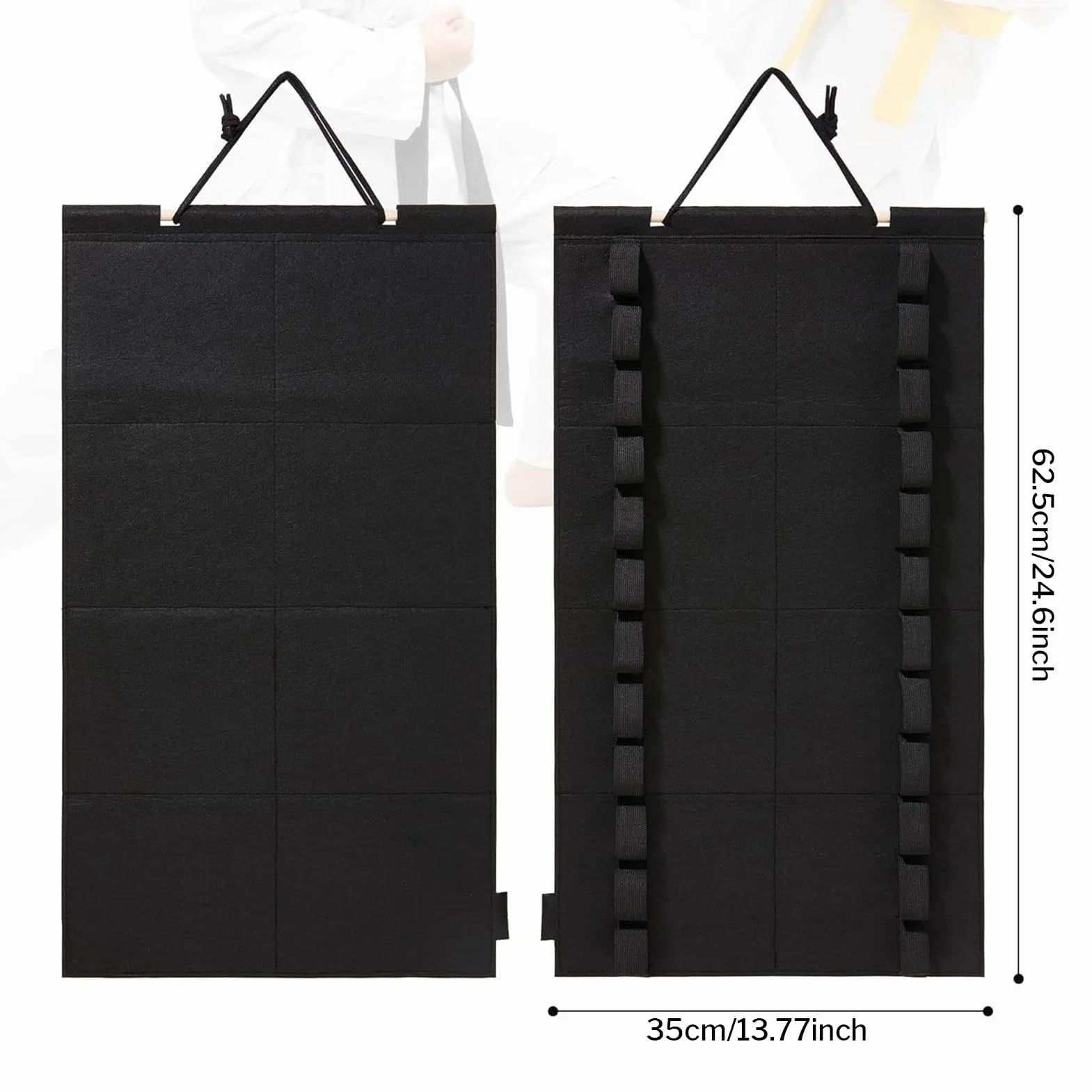 Estante de Exhibición para Cinturón de Karate - Soporte de Almacenamiento de Fieltro 24,61x13,58 Pulgadas para Pared