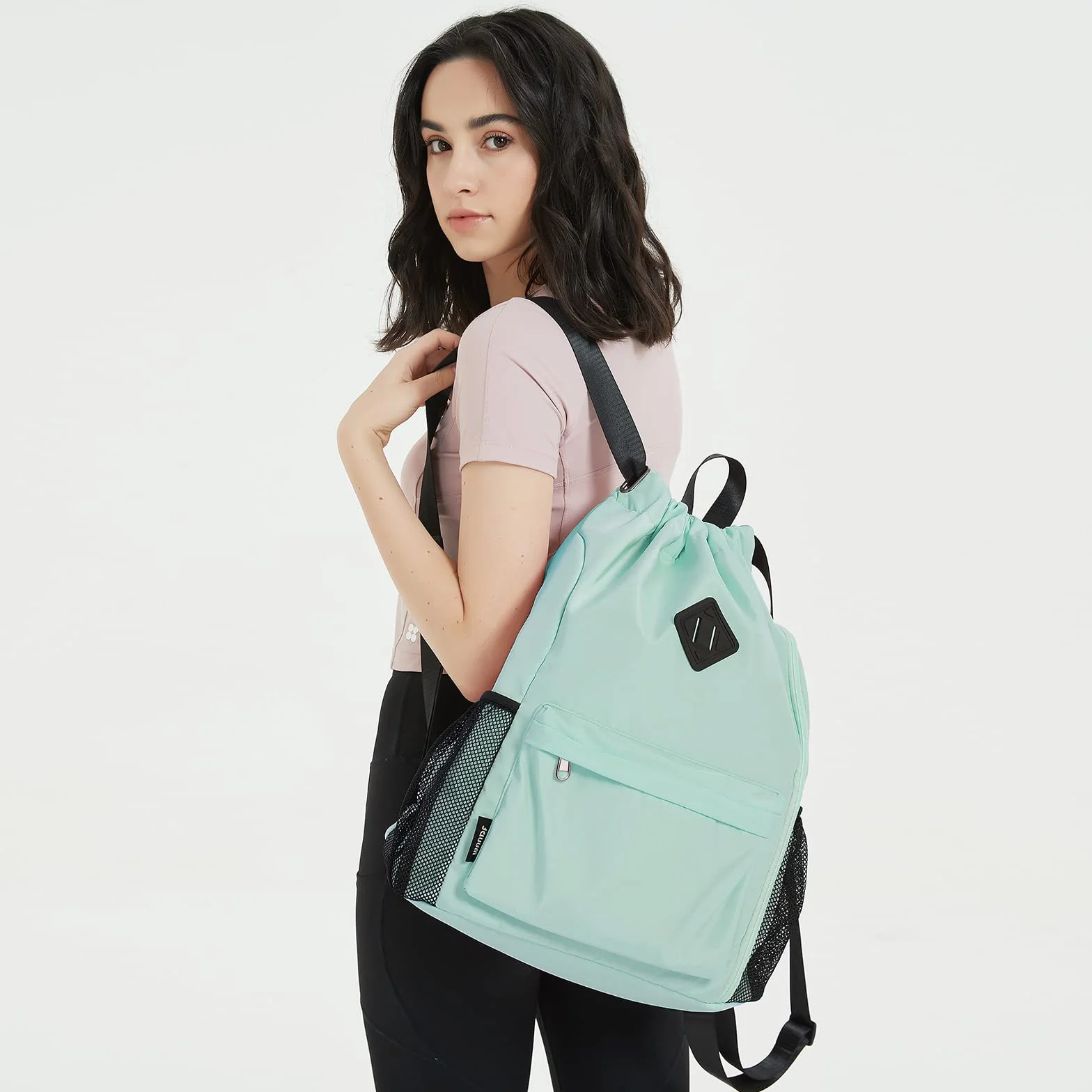 WANDF Mochila de deporte con compartimento para zapatos, resistente al agua, Verde Menta