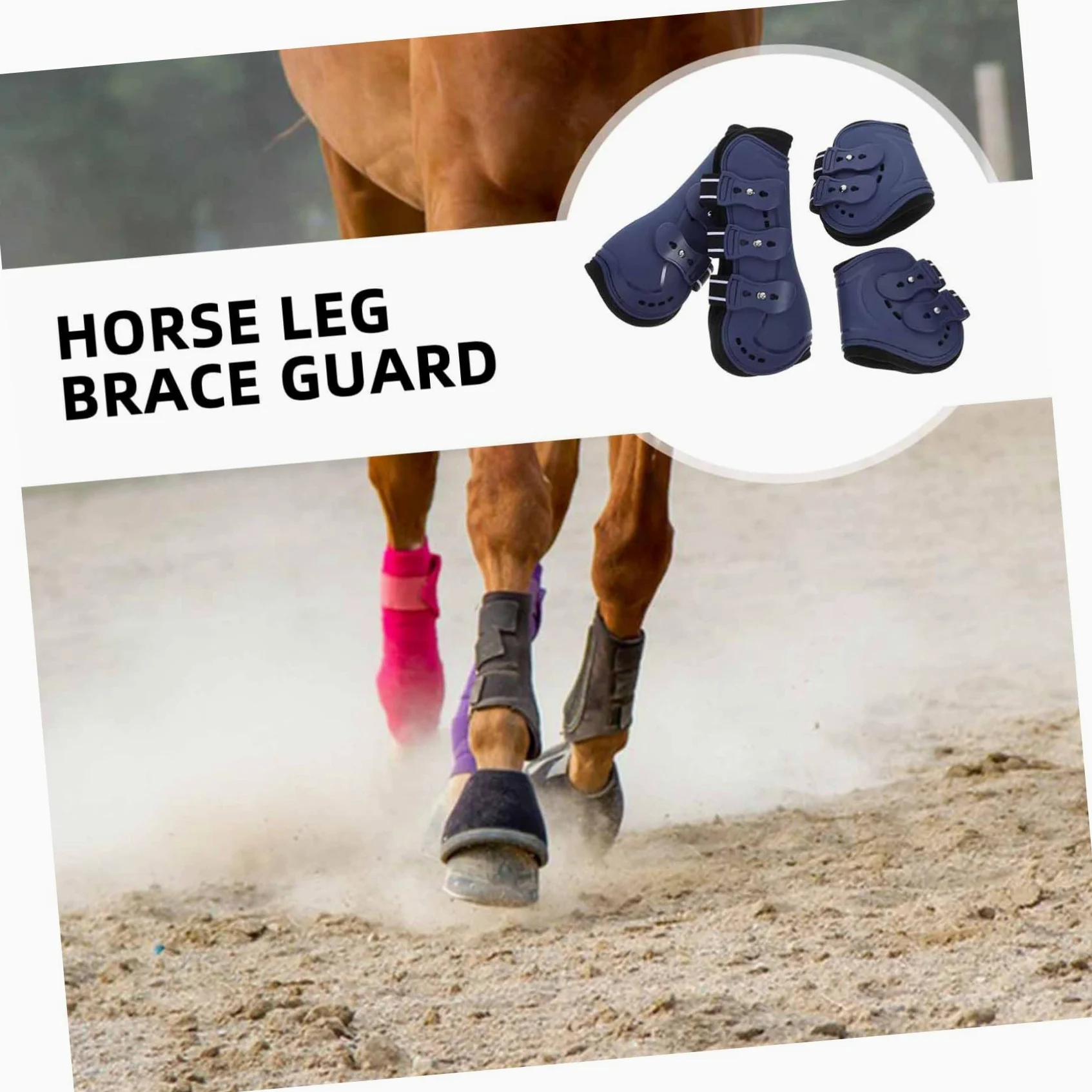 Happyyami 4piezas Botas Protectoras para Caballos De PU Ajustables para Protección De Tendones y Fetlock para Entrenamiento y Salto Equitación Mediano