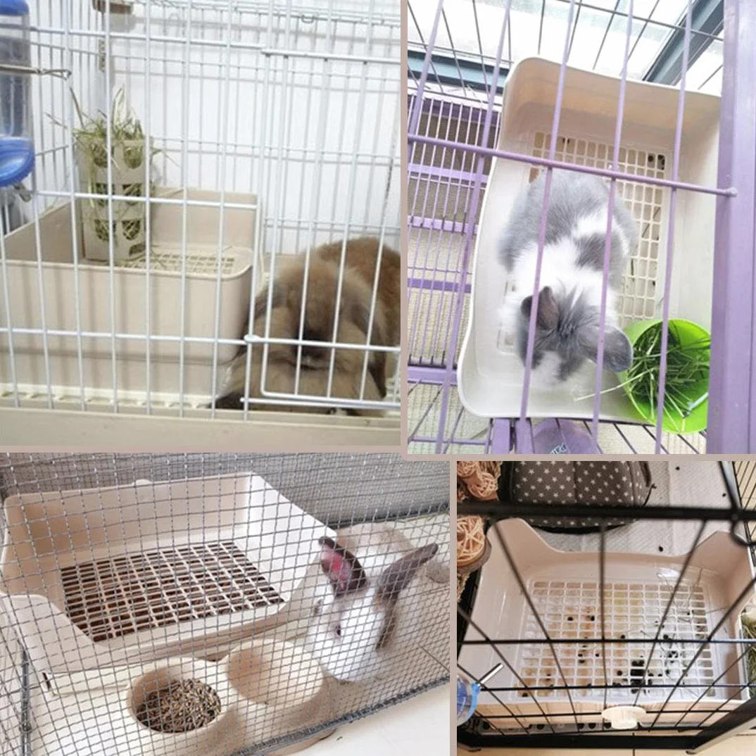 PINVNBY - Caja de arena para conejos de Indias, tamaño grande, para mascotas con cajón, caja de inodoro para perros y conejillos de indias, chinchilla hurón erizo pequeños animales (marrón)