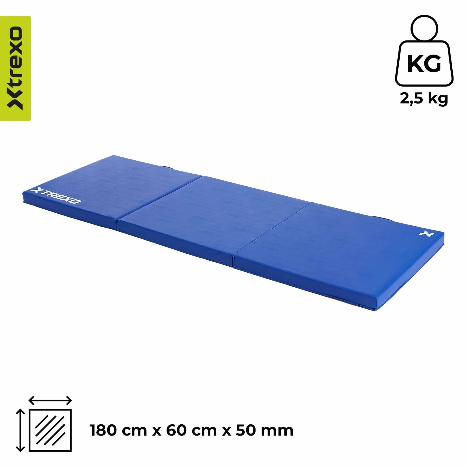 XTREXO Colchón de gimnasia plegable 180x60x5 cm 3 piezas funda de piel ecológica espuma de polietileno