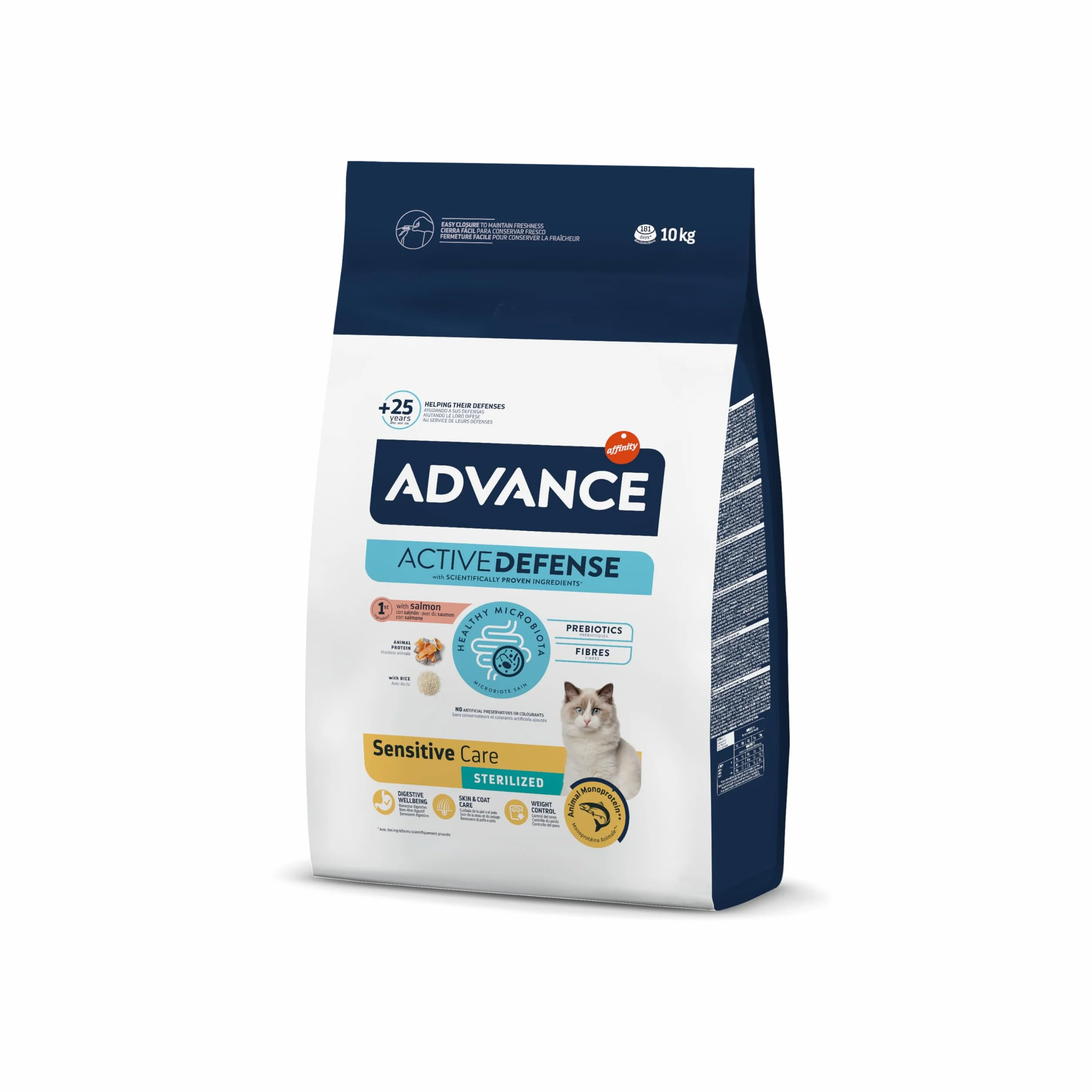 Advance Cat Adult Sensitive Sterilized, Pienso para Gatos Adultos Esterilizados con Sensibilidades Digestivas con Salmón, 10kg