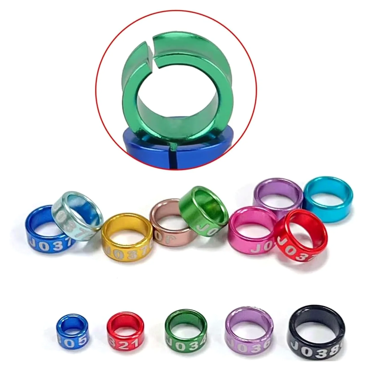 Anillos de piernas de pájaro de Aluminio, Anillos de Aluminio for Patas de pájaros, Multicolor, 4,0-8,0 mm, Paquete de 50-200 Piezas(Mixed Colors8.0mm,200pc)