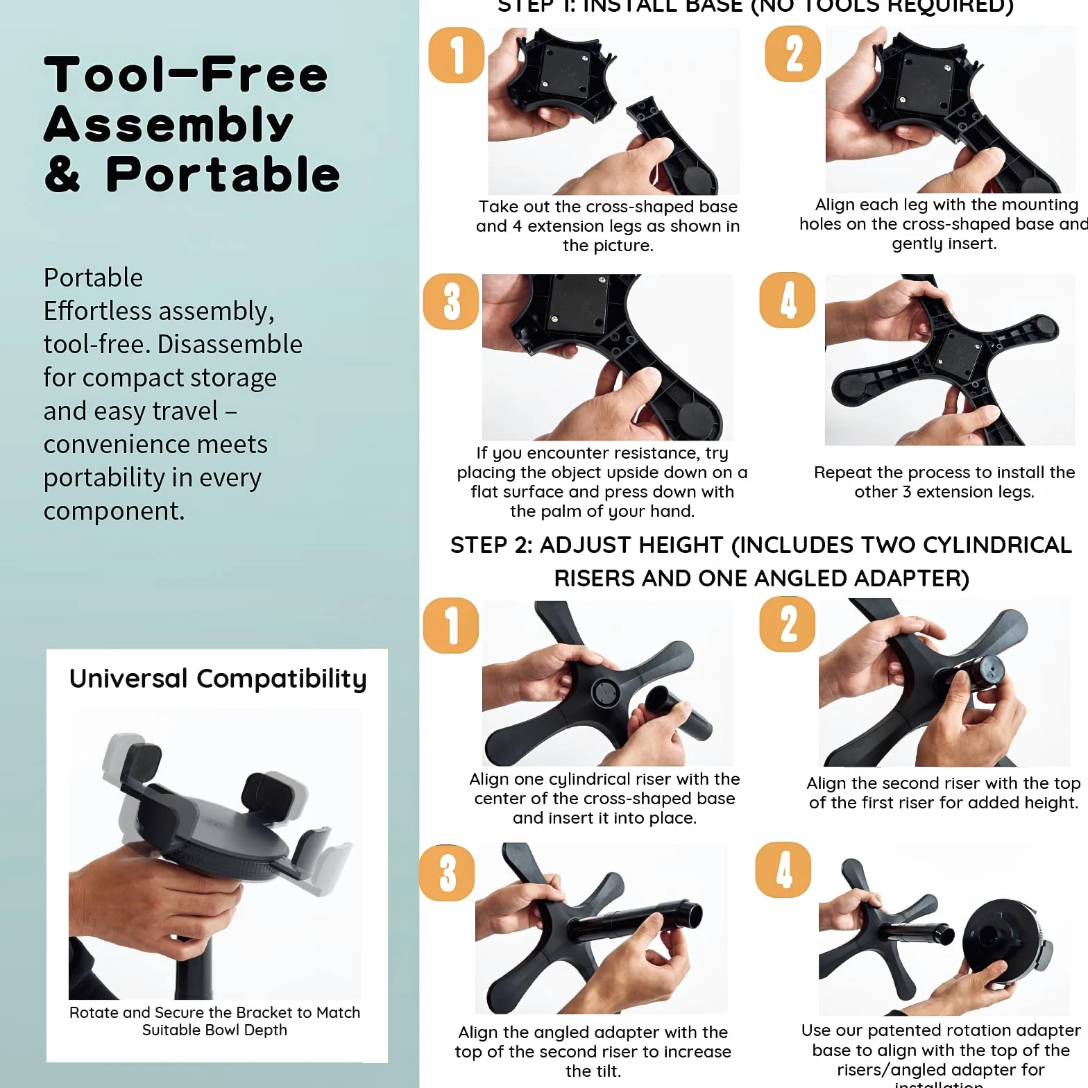 ALILEWAY - Paquete de 2 soportes elevados para cuencos para perros, ancho ajustable en altura, soportes elevados para cuencos para perros, cuencos de alimentación para mooost, almohadillas