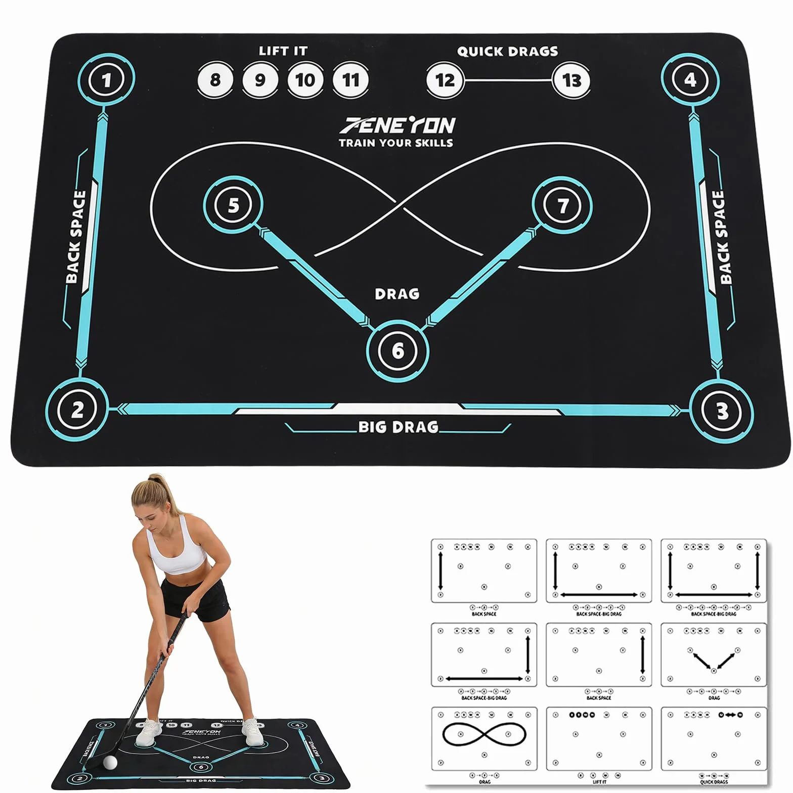 Esterilla de entrenamiento de hockey, 150 x 90 cm, antideslizante y silenciosa