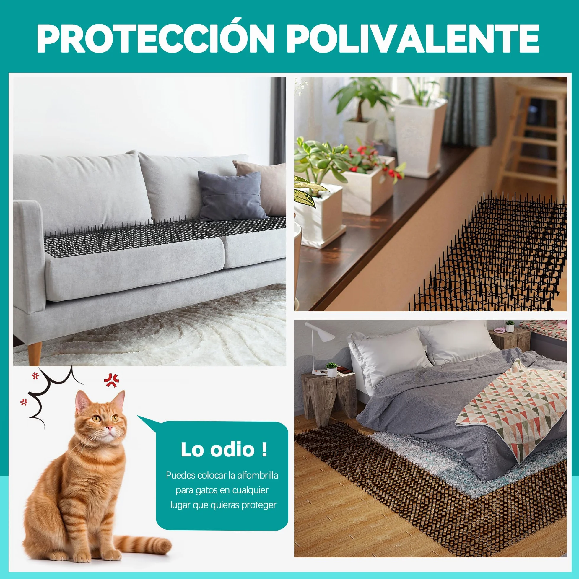40 x 20 cm - Rejilla Pinchos Anti Gatos Pinchos para Gatos Exterior,Repelente para Gatos, Estera Disuasoria para Gatos, Perros(12 Unidades)