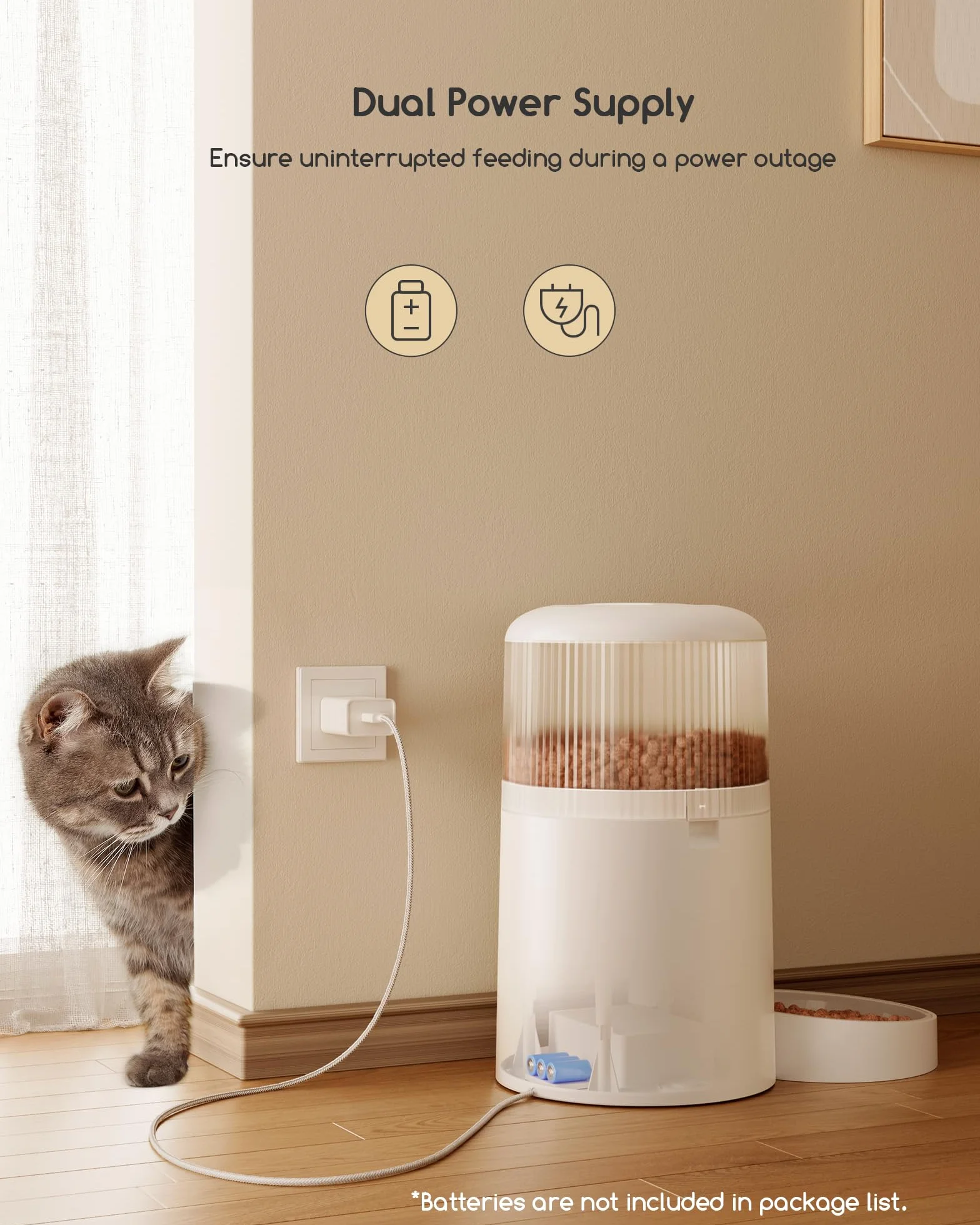 Faroro Comedero Gato Automatico WiFi, 3MP HD Cámara con Visión Nocturna, 4L Alimentador para Perros/Gatos con Audio Bidireccional, App Control, Detección de Movimiento y Fuente de Alimentación Dual