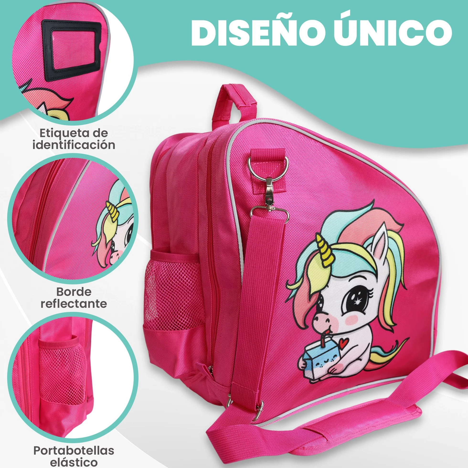 Bolsa para Patines Niña Mochila 4 Ruedas y en Línea Ajustable Transpirable Reflectante