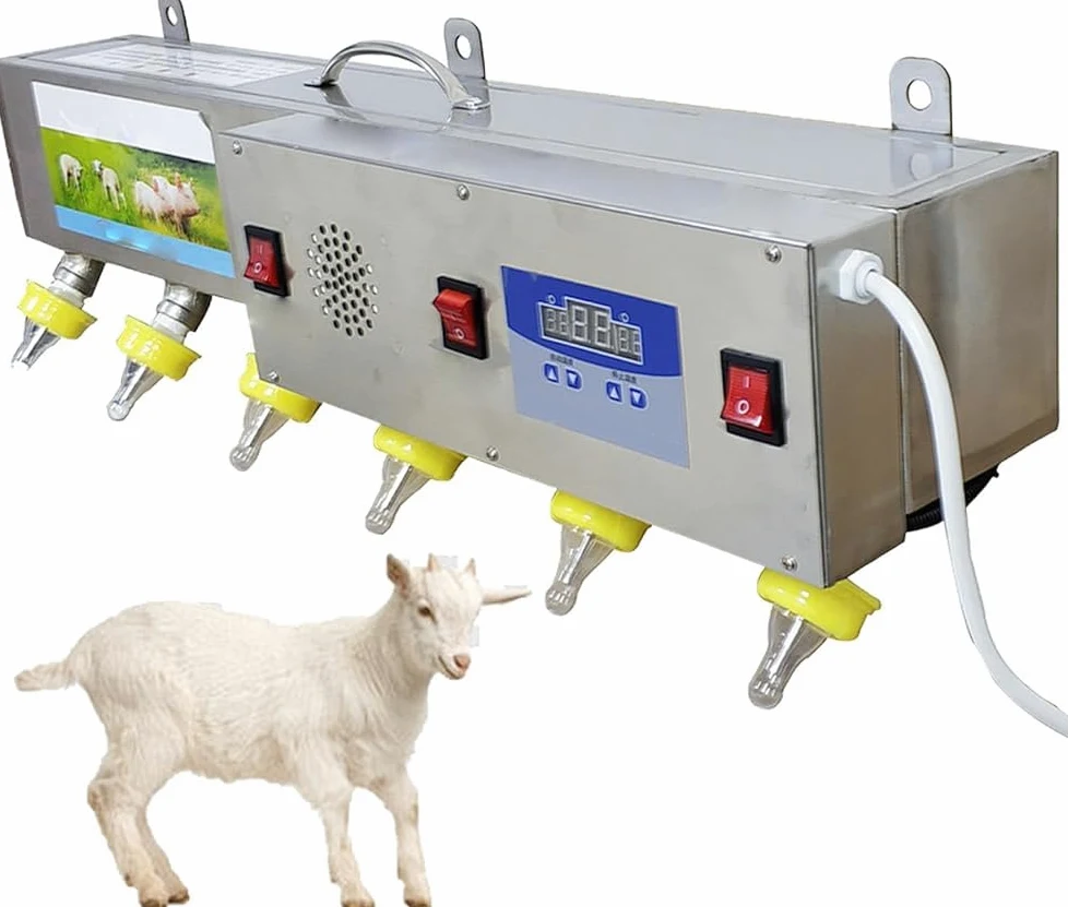 6 comederos de pezones totalmente automáticos, alimentador de leche y agua a temperatura constante, dispositivo de lactancia materna con simulación de sonido, para lechones y corderos