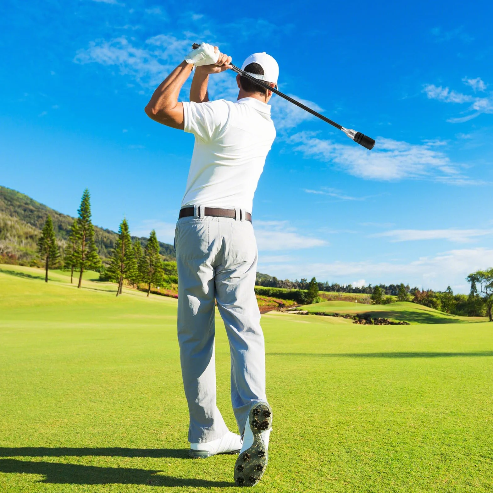 COSTWAY Entrenador de Golf, Ayuda de Entrenamiento Velocidad, Flexibilidad, Equilibrio, Tempo y Fuerza, Corrección del Ritmo del Swing con Sonido