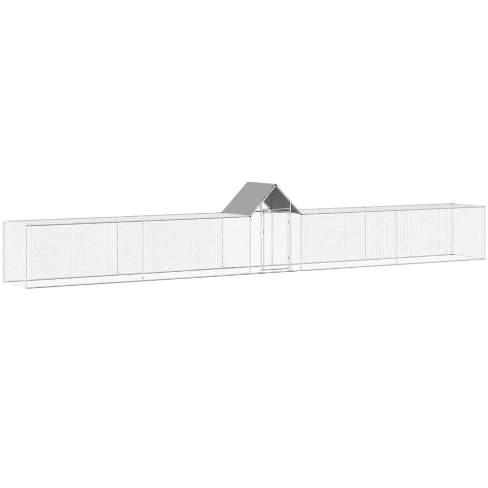 Gallinero de 9 x 1 x 1,5 m, de acero galvanizado, gran recinto para aves de corral, pollos, patos y gansos, jaula robusta para gallinas con puerta con cerradura y rejilla de alambre para el