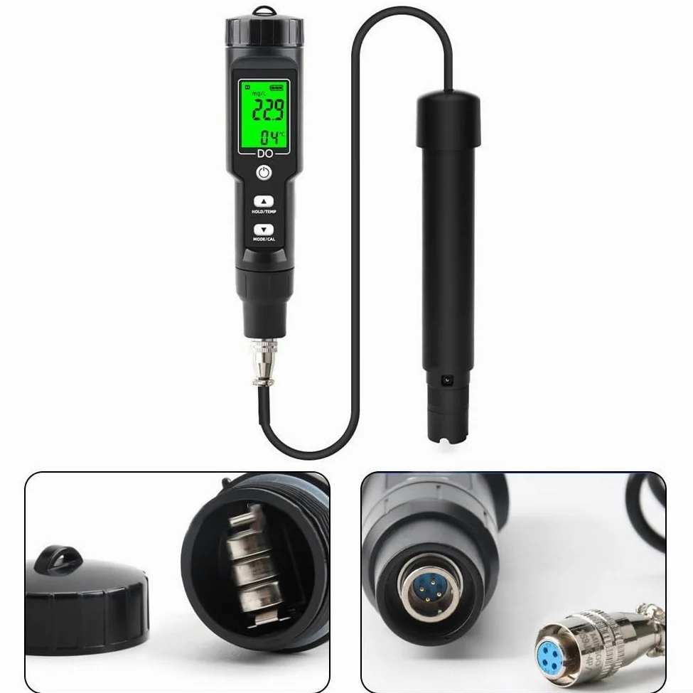 Medidor de oxígeno disuelto Probador digital de calidad del agua con ATC para acuarios piscinas elaboración de cerveza para estanques koi Análisis de laboratorio hidropónico