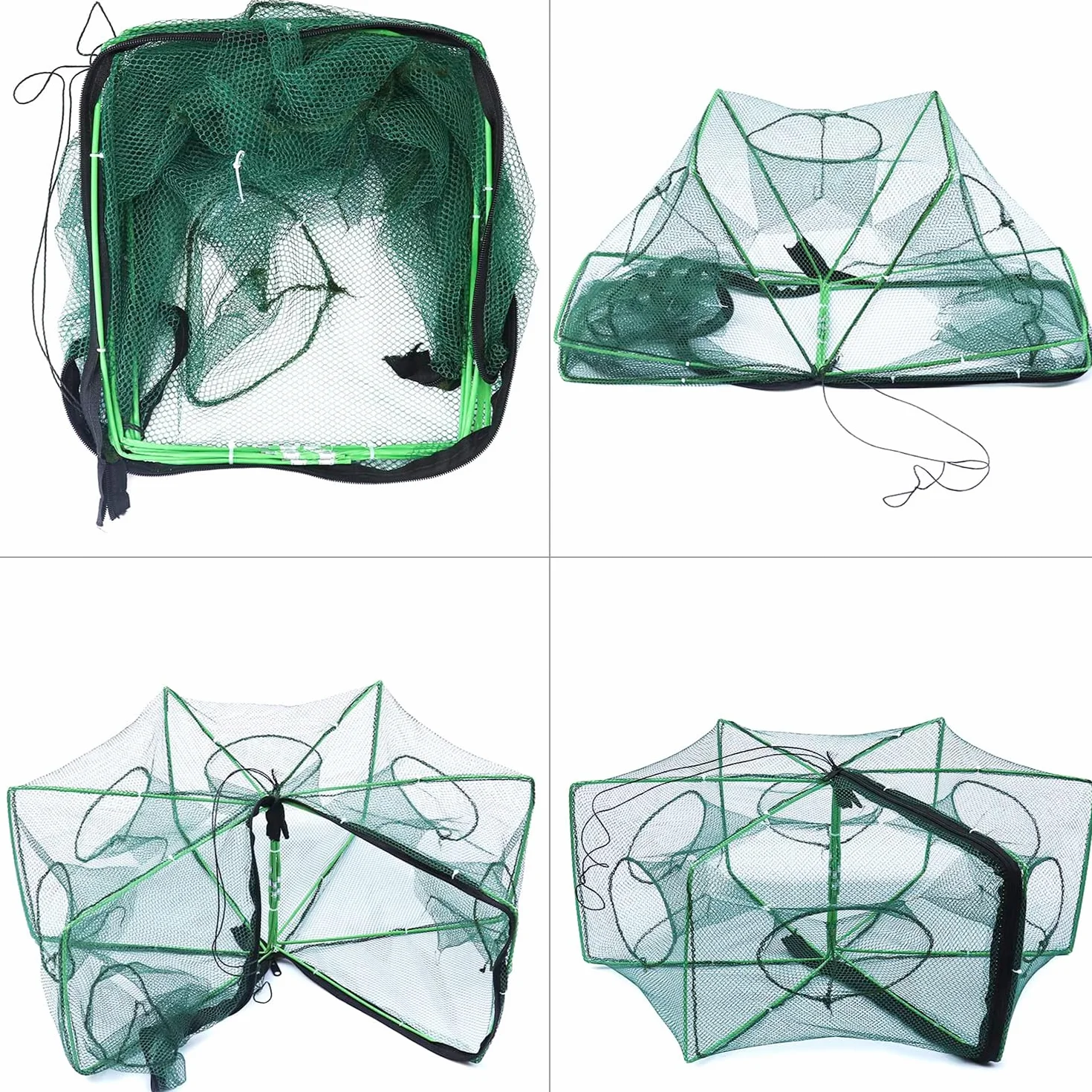 Red de Pesca Plegable de Nailon 6 Agujeros, Trampa para Peces Camarones Cangrejos