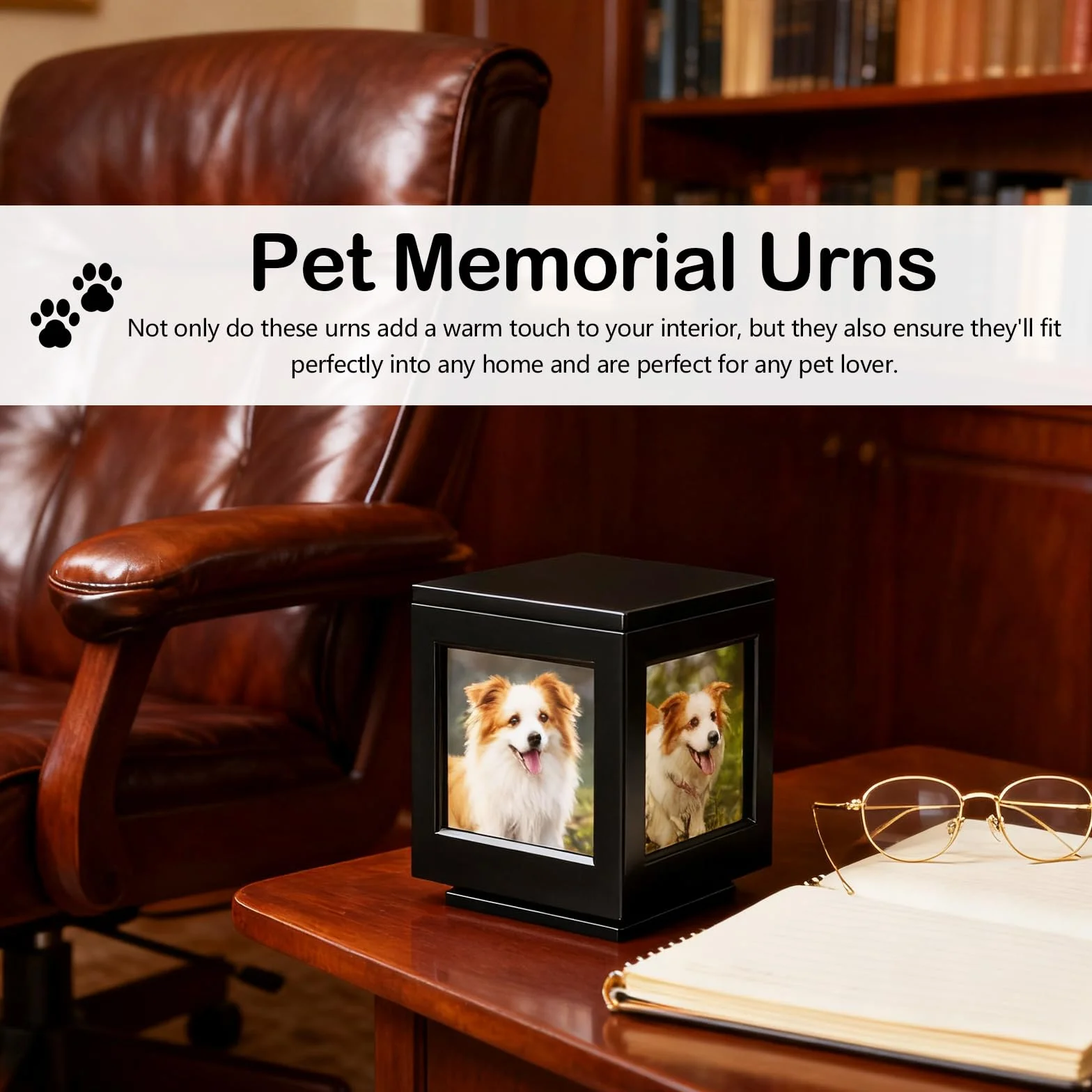 Urna para Mascotas, Marco de la Foto del Recuerdo de la Caja para Gatos Perros Madera Pet Memorial urna para Cenizas Caja Personalizada de Recuerdo para Cenizas de Perro o Gato