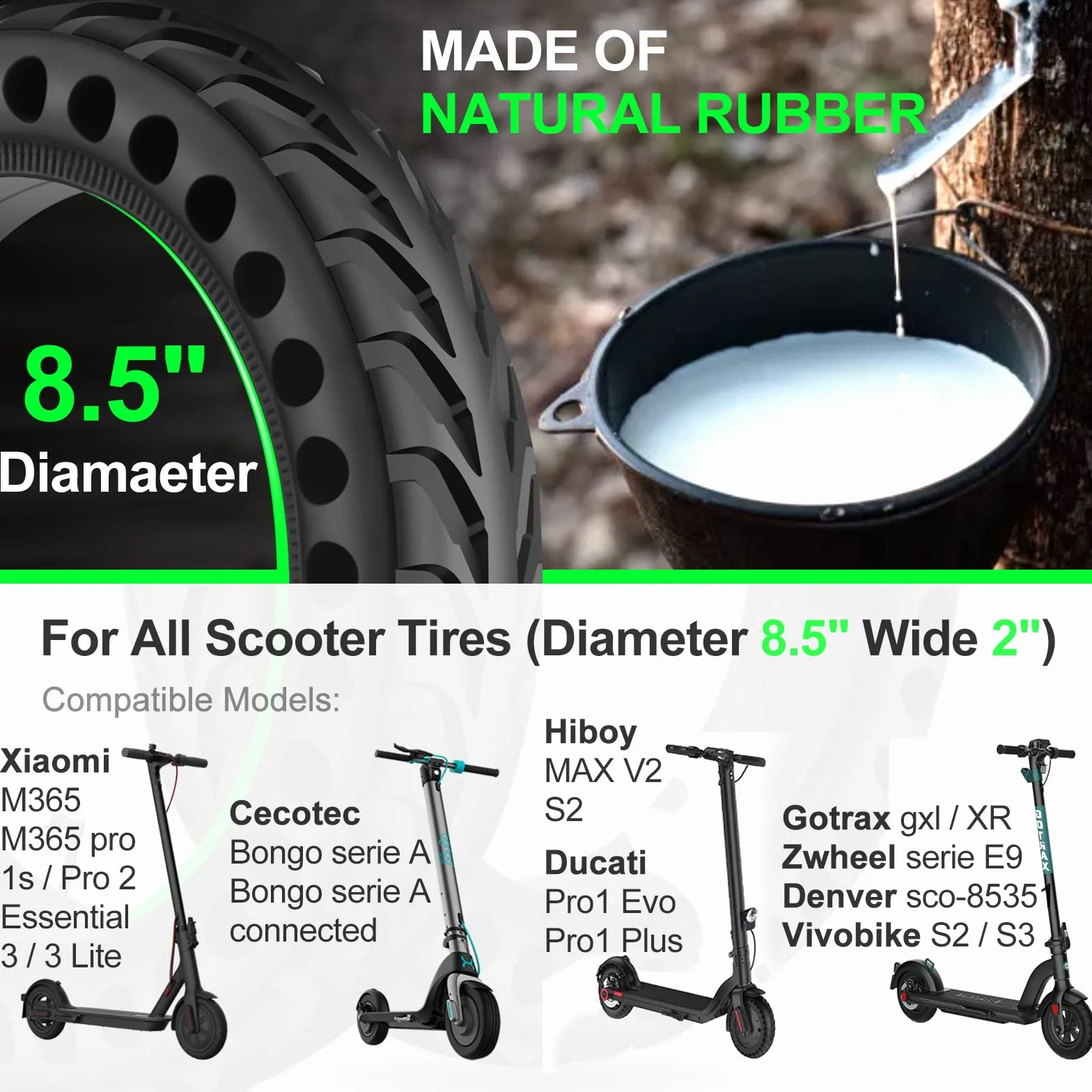 BANGTING 8.5 Pulgadas Ruedas Macizas para Patinete Electrico Xiaomi Pro 2 M365