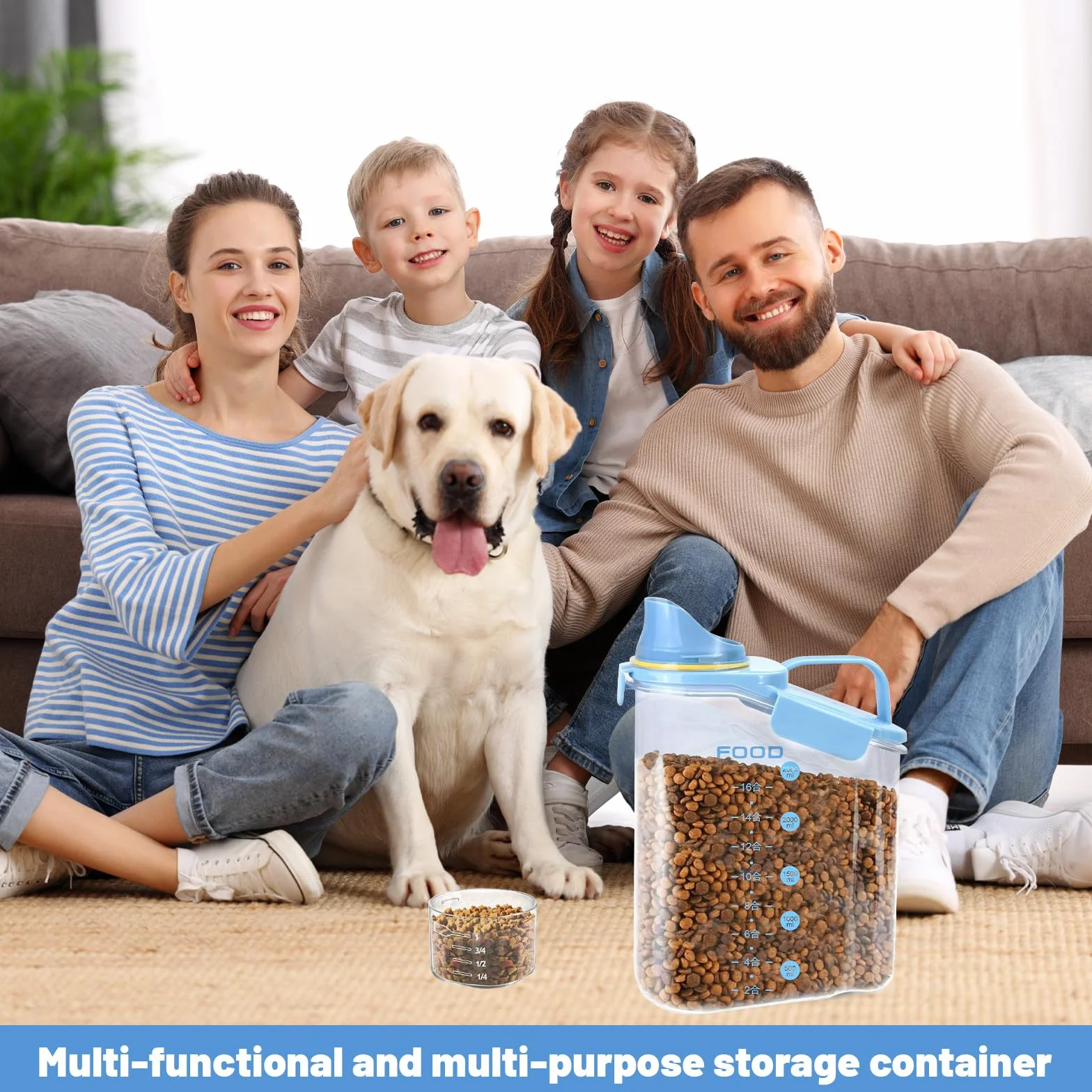 Cubo Pienso Perro, 2.8L Dog Food Storage Bin, Botes Cocina Almacenaje con Vaso Medidor, Almacenamiento se Comida Para Perros, Caja se Almacenamiento