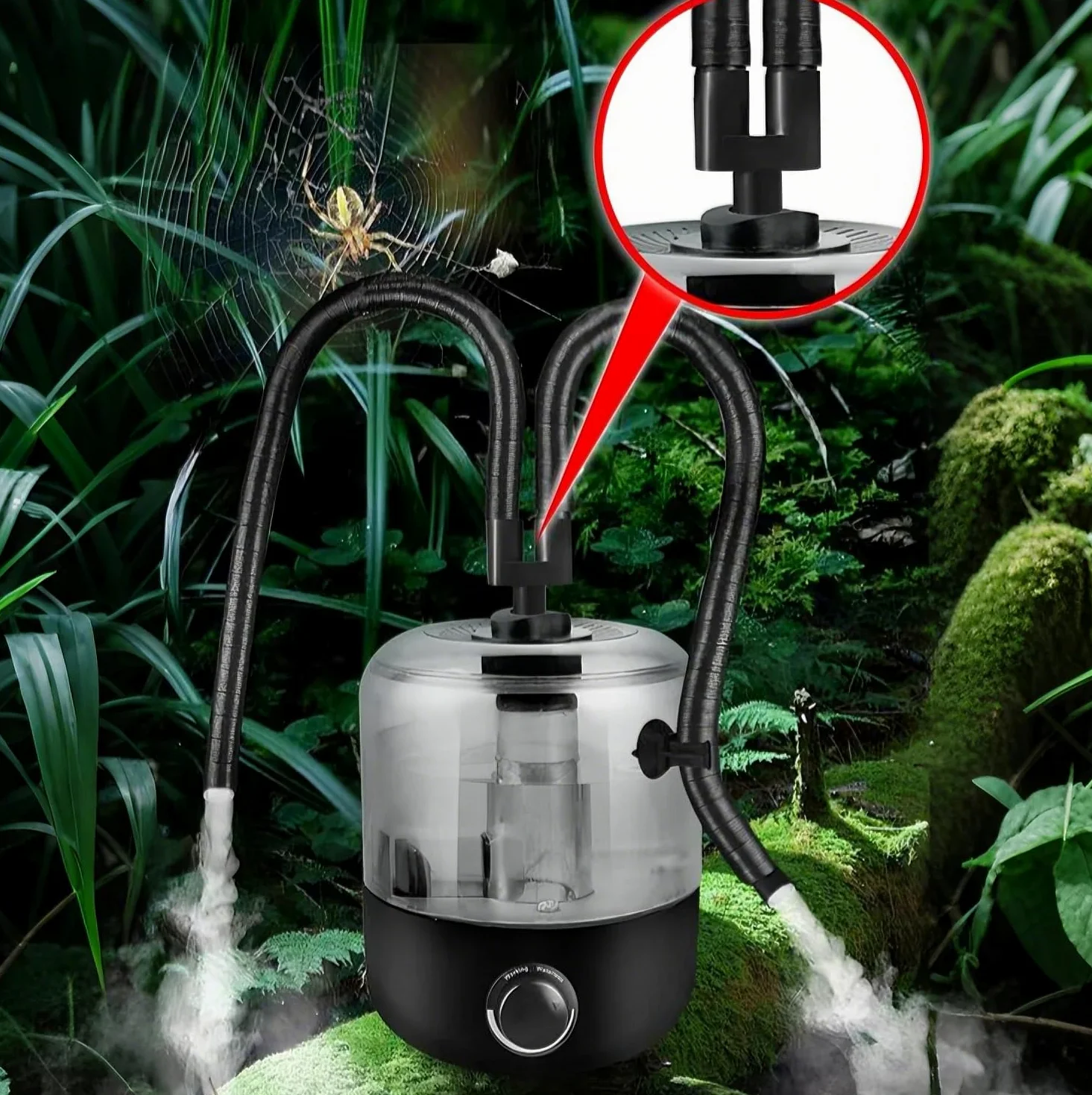 Humidificador Nebulizador para Reptiles, 3L, Tanque Visible, para Terrarios de Reptiles y Anfibios, con Boquilla de Manguera(Size-1)