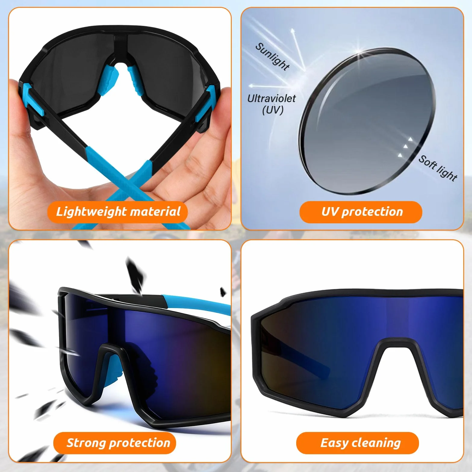 Gafas De Sol Deportivas Polarizadas UV400 para Ciclismo Moto Carrera Esquí