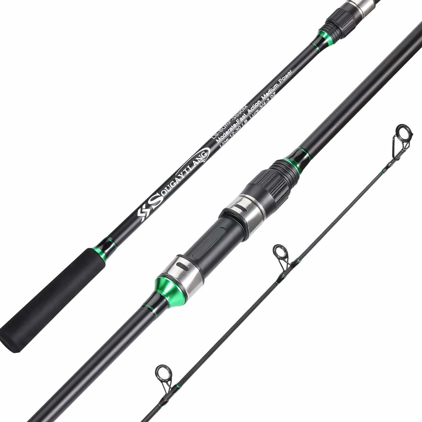 Sougayilang Caña de surf fibra carbono 3 secciones 2.7m 3.0m 3.3m 3.6m pescar agua salada carpa viaje
